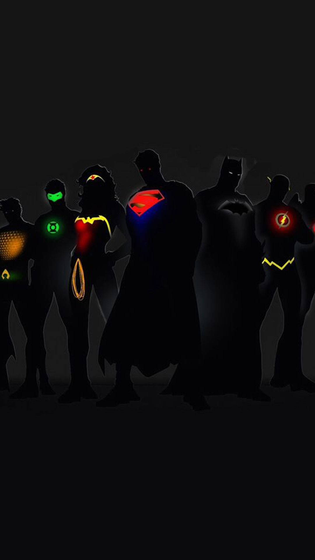 Download Glowing Justice League Characters Phone Wallpaper