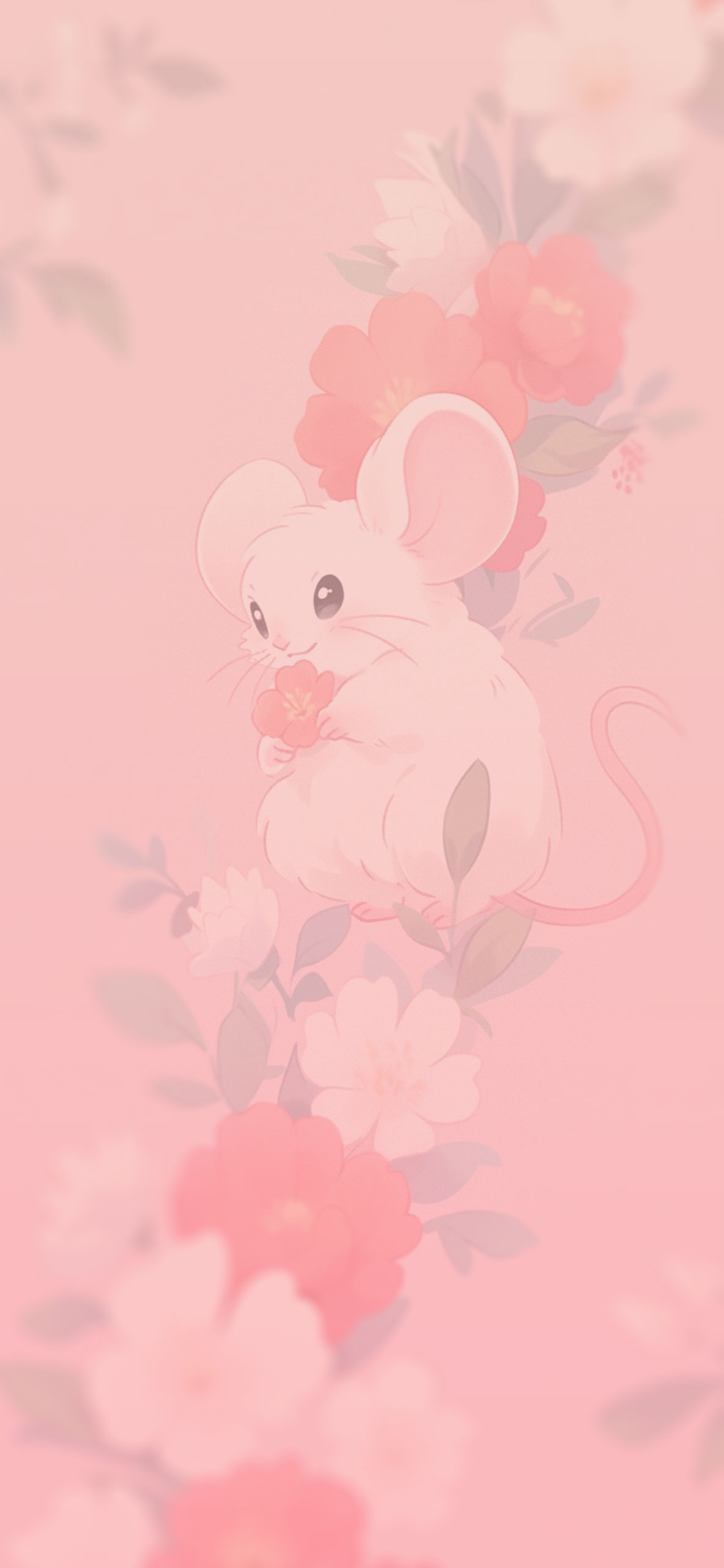 Cute Mouse & Flowers Pink Wallpaper Cute Wallpaper HD