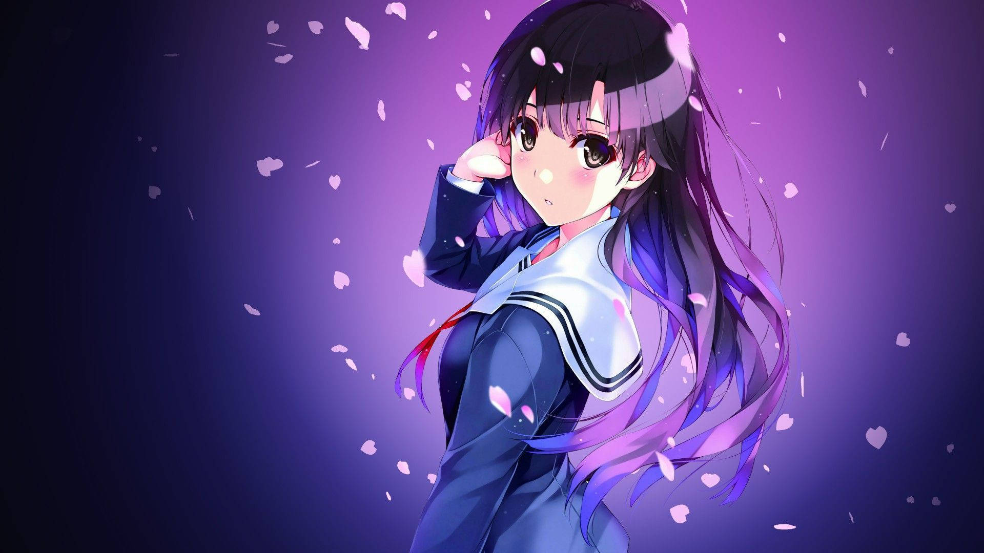 Download Cute Girl Purple Anime Aesthetic Wallpaper