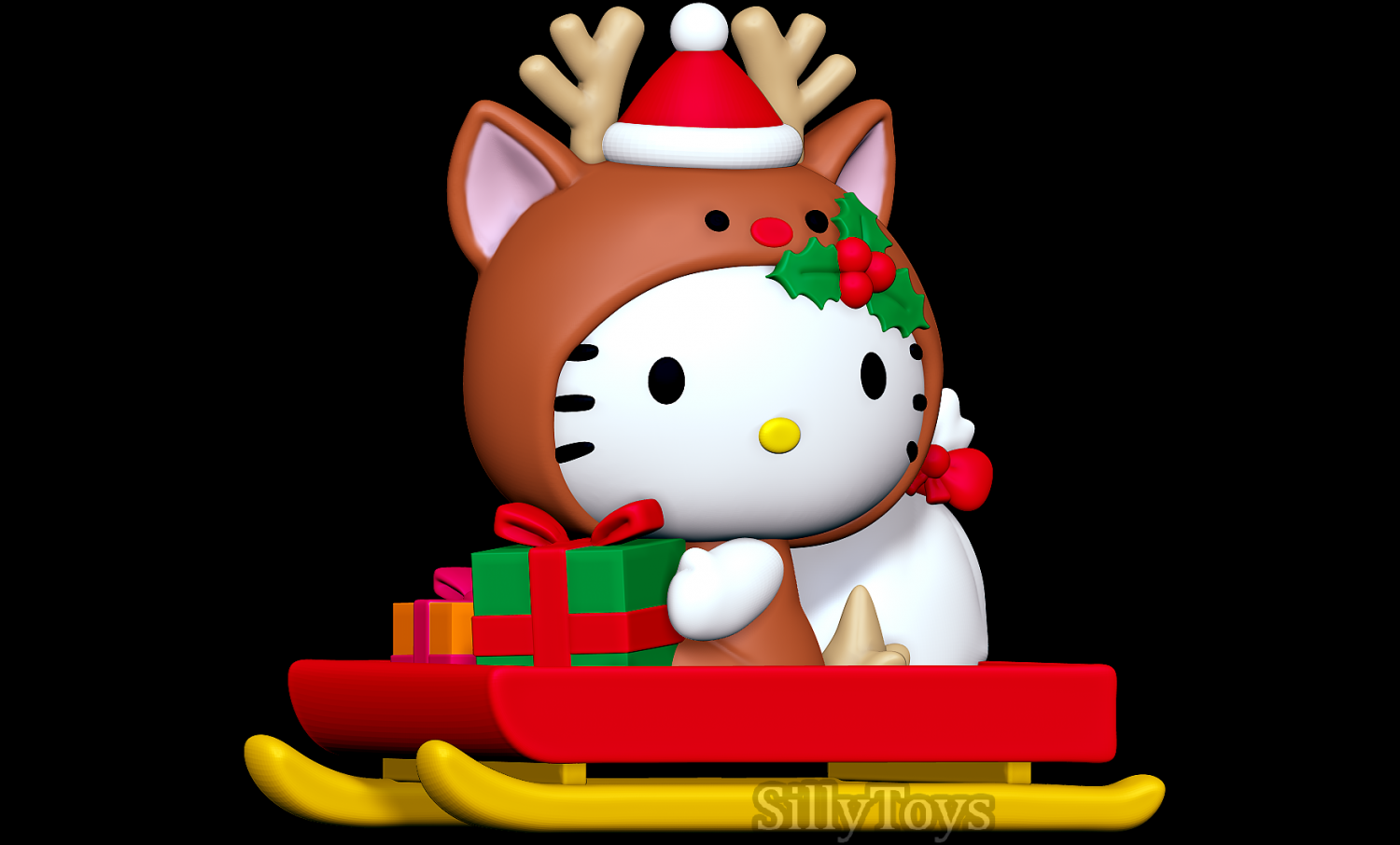 Hello Kitty Christmas 3D Print Model in Animals 3DExport