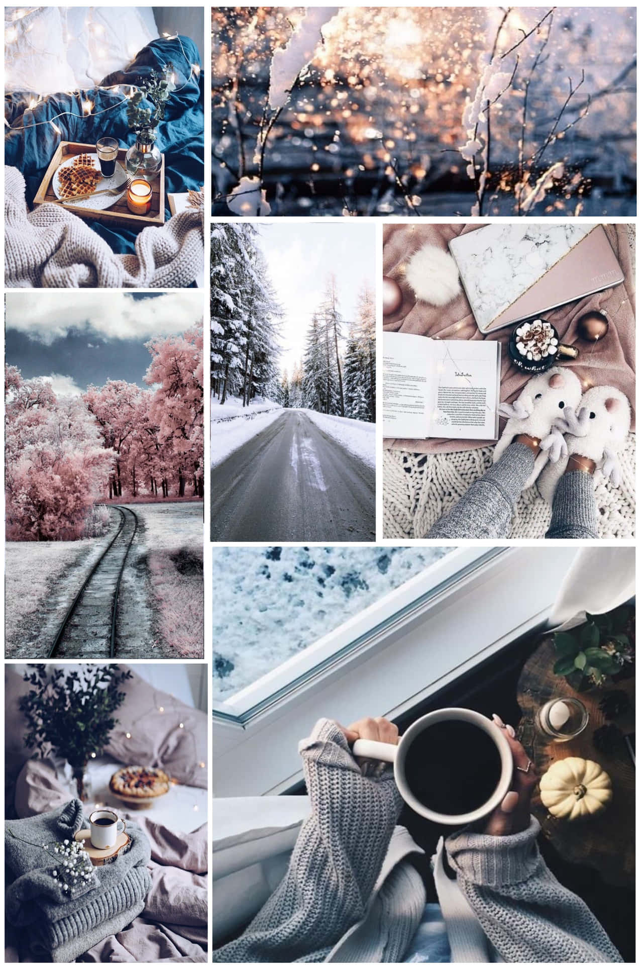 Download An ethereal winter wonderland in the form of a collage Wallpaper