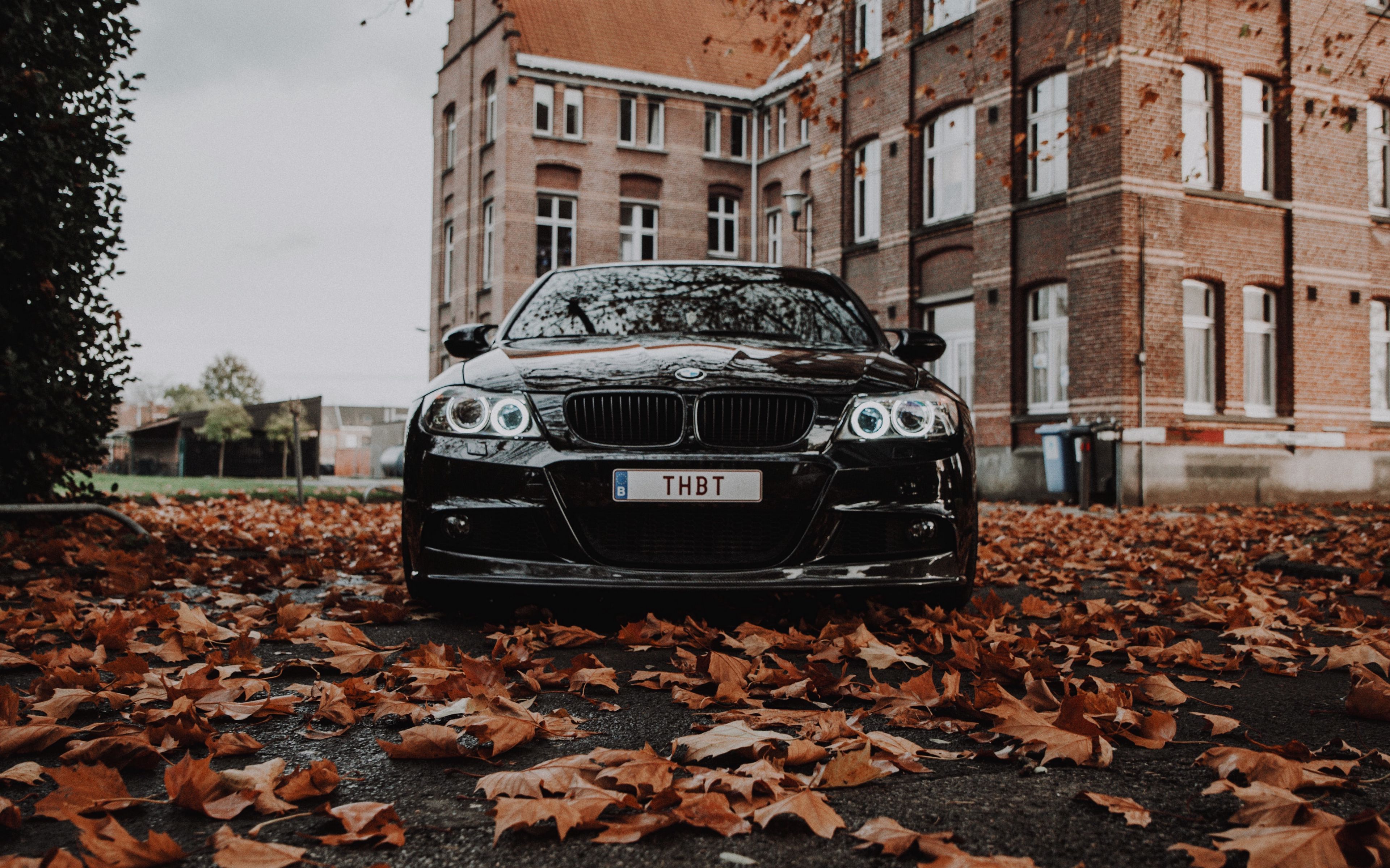 Download wallpaper 3840x2400 bmw m3, bmw, car, black, front view, autumn 4k ultra HD 16:10 HD background