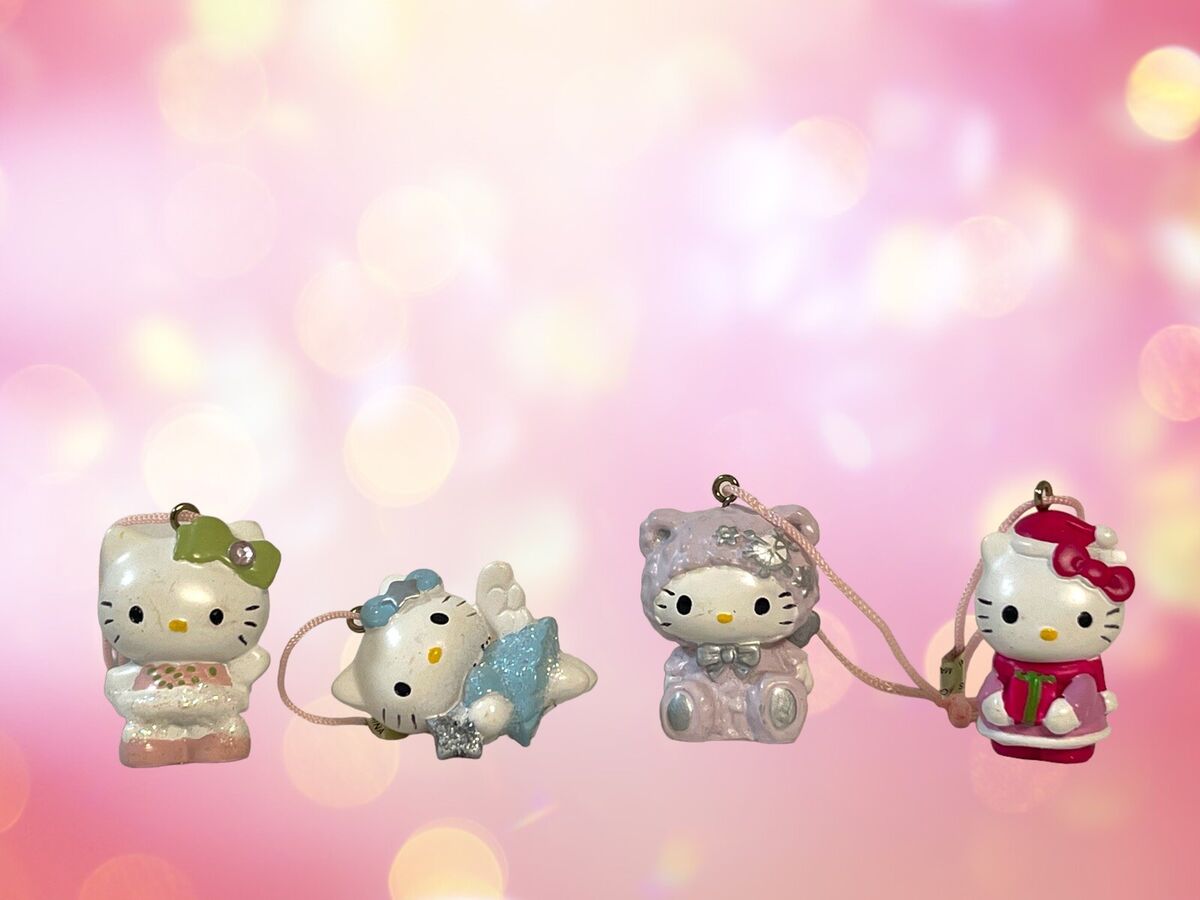 HELLO KITTY 4 Christmas Tree Ornament Mini Miniatures '76 ''07 Sanrio