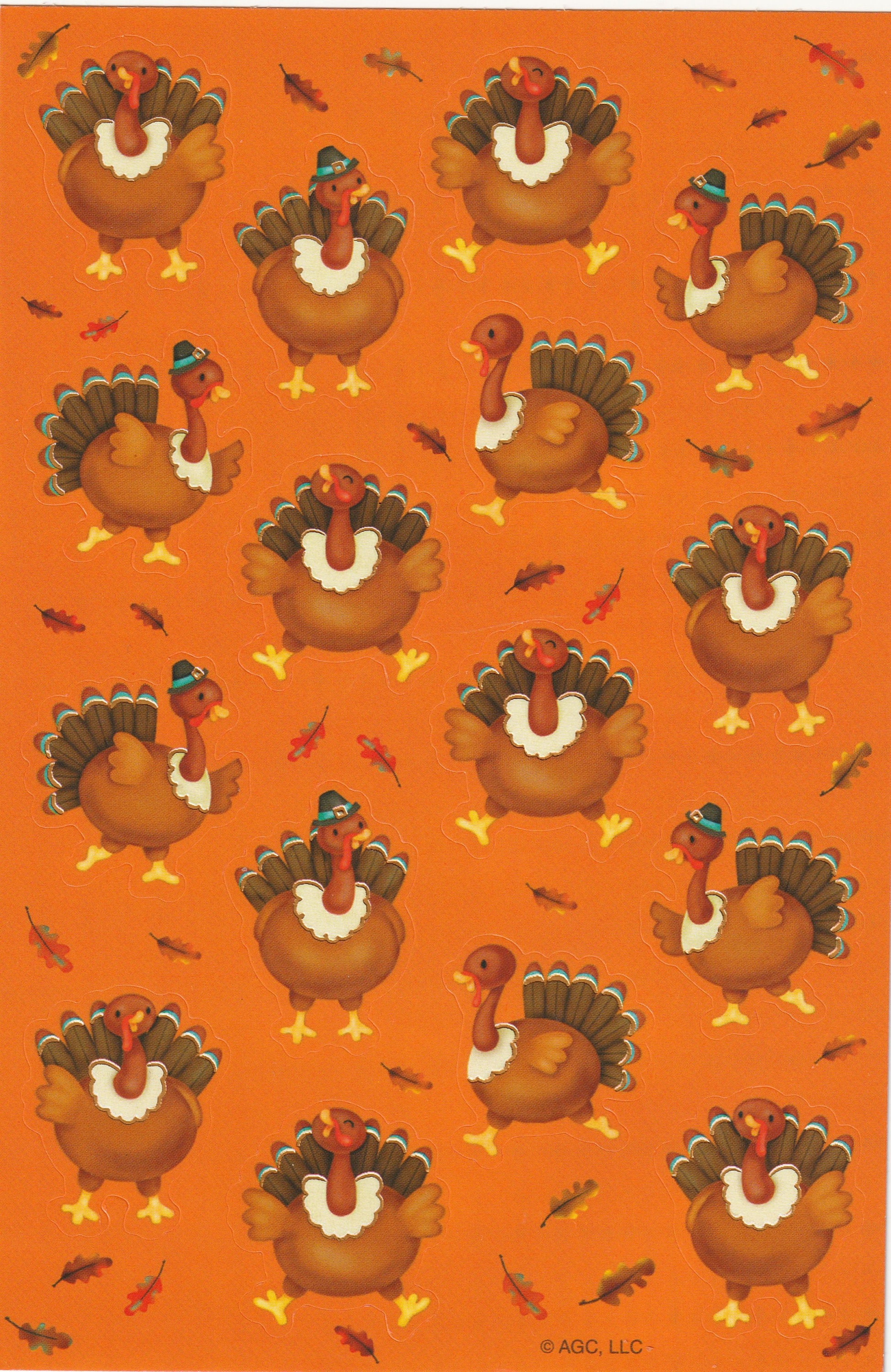 American Greetings Sticker Sheet Cute Thanksgiving Turkeys