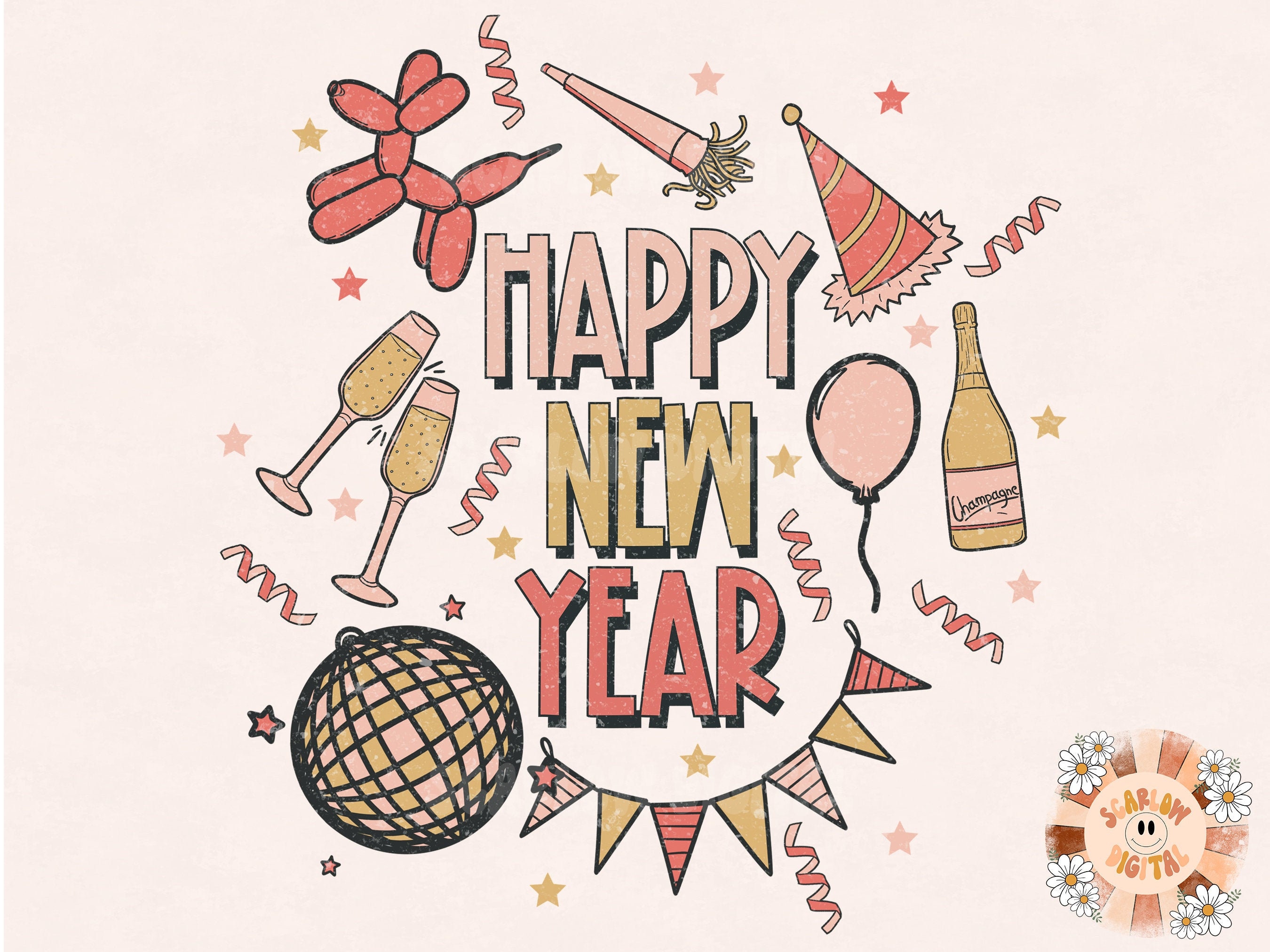 Happy New Year PNG 2023 Sublimation Digital Design