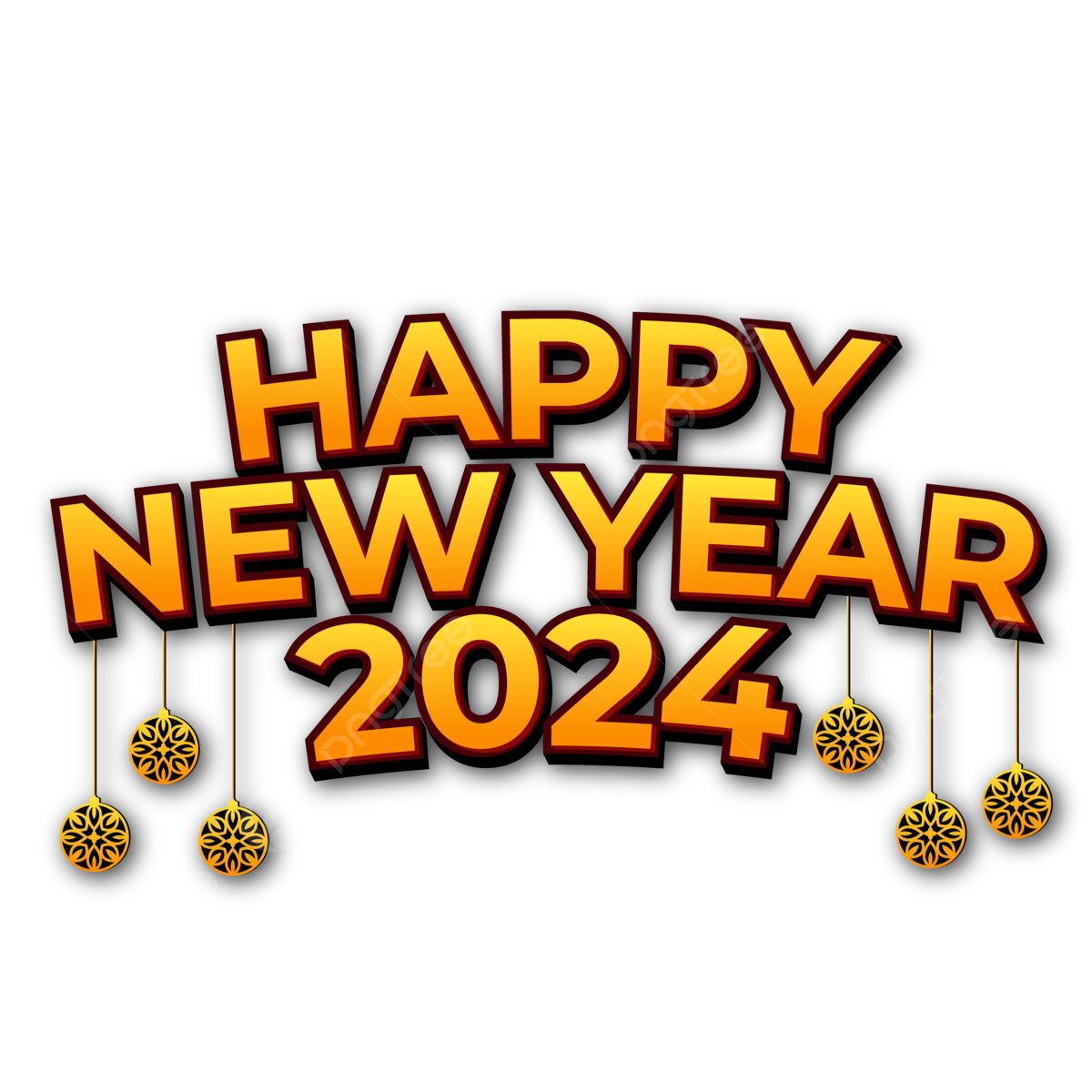 Happy New Year 2024 PNG Transparent Image Free Download