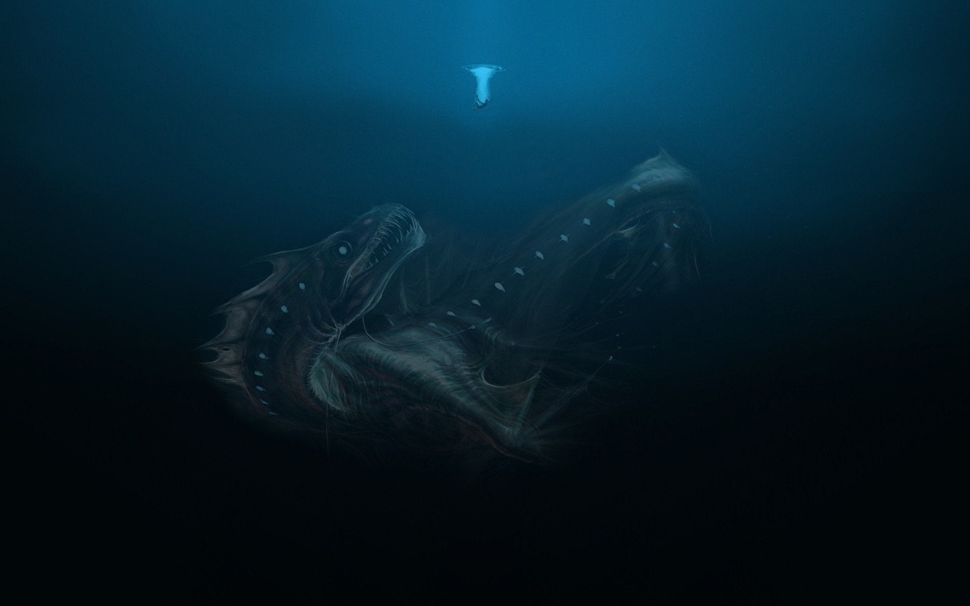 Wallpaper, sea monsters, underwater, deep sea, ocean, wave, darkness, 1920x1200 px, computer wallpaper, marine biology 1920x1200