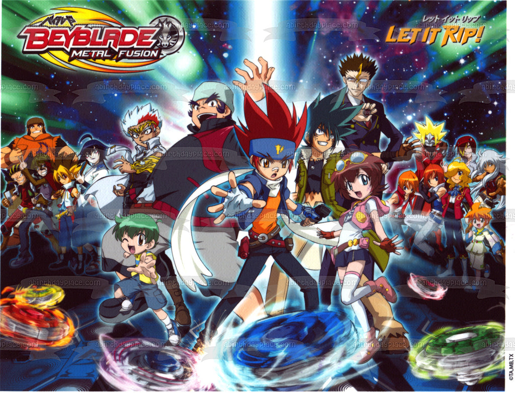 Beyblade Metal Fusion Logo Valt Aoi Wakiya Komurasaki Ken Midori Ray a