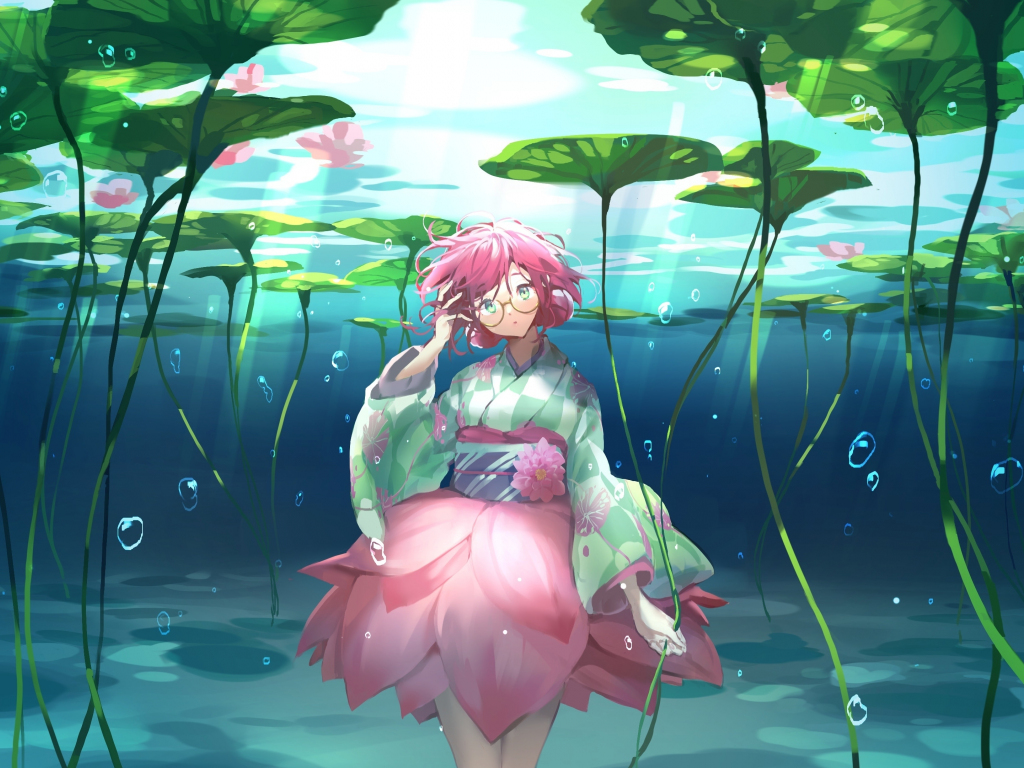 Wallpaper flower girl, anime, underwater desktop wallpaper, HD image, picture, background, aa2f6c