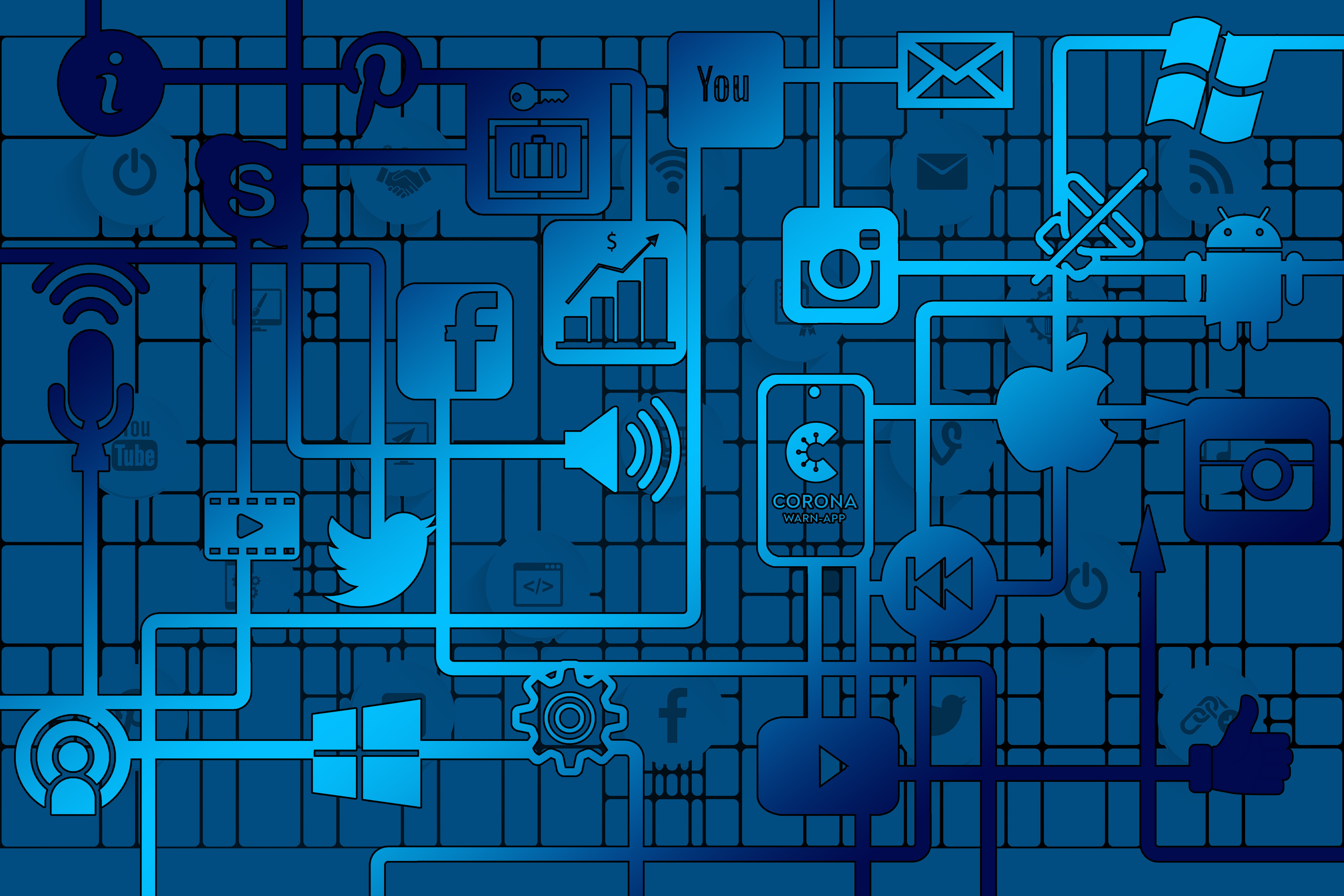 Download Logo Technology Social Media 4k Ultra HD Wallpaper