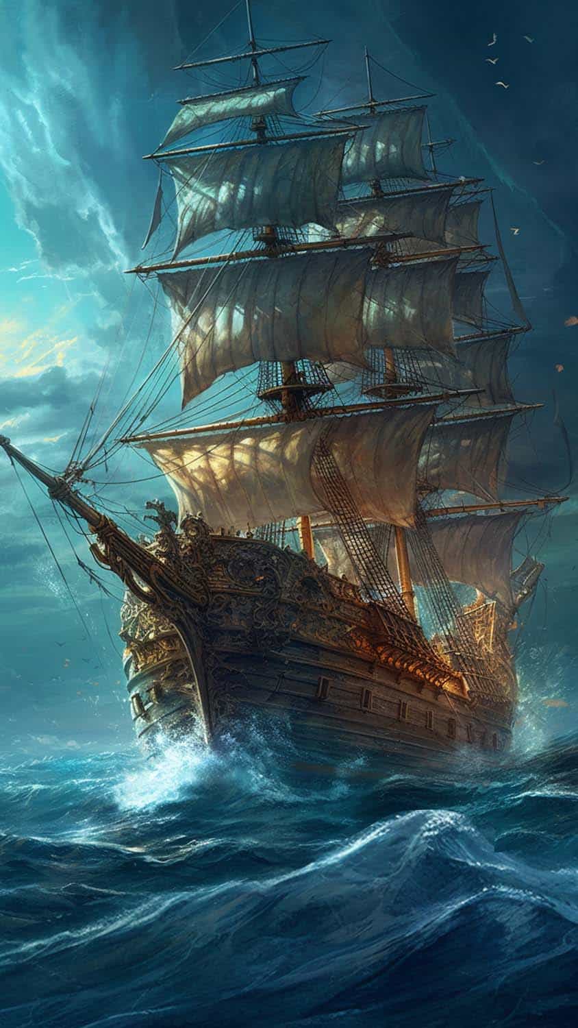 Old Century Ship iPhone Wallpaper HD
