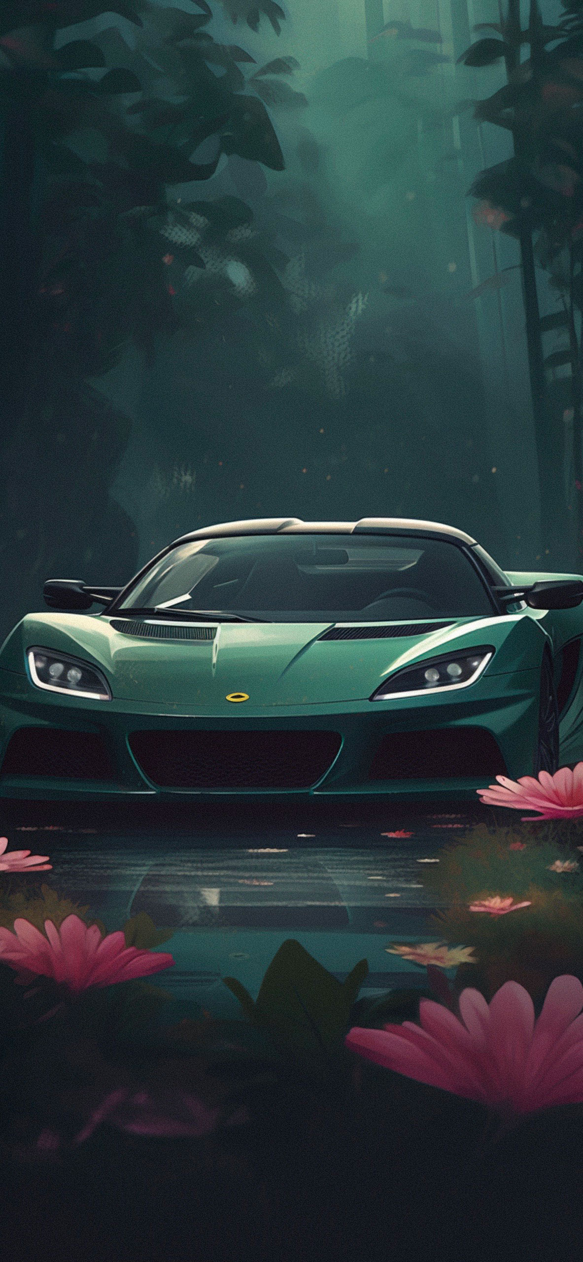 Green Lotus Car Art Wallpaper