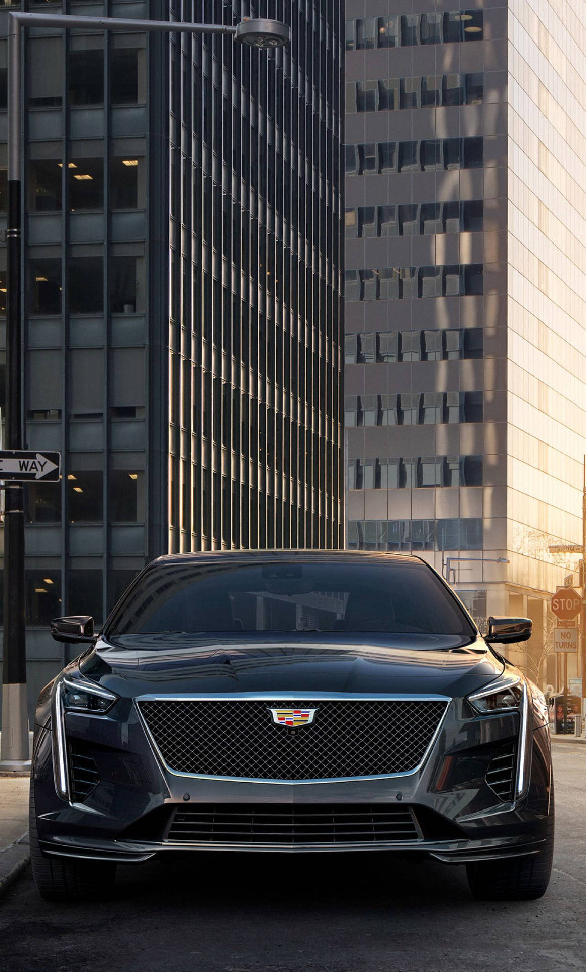 Download Cadillac Beside The Buildings From iPhone Wallpaper