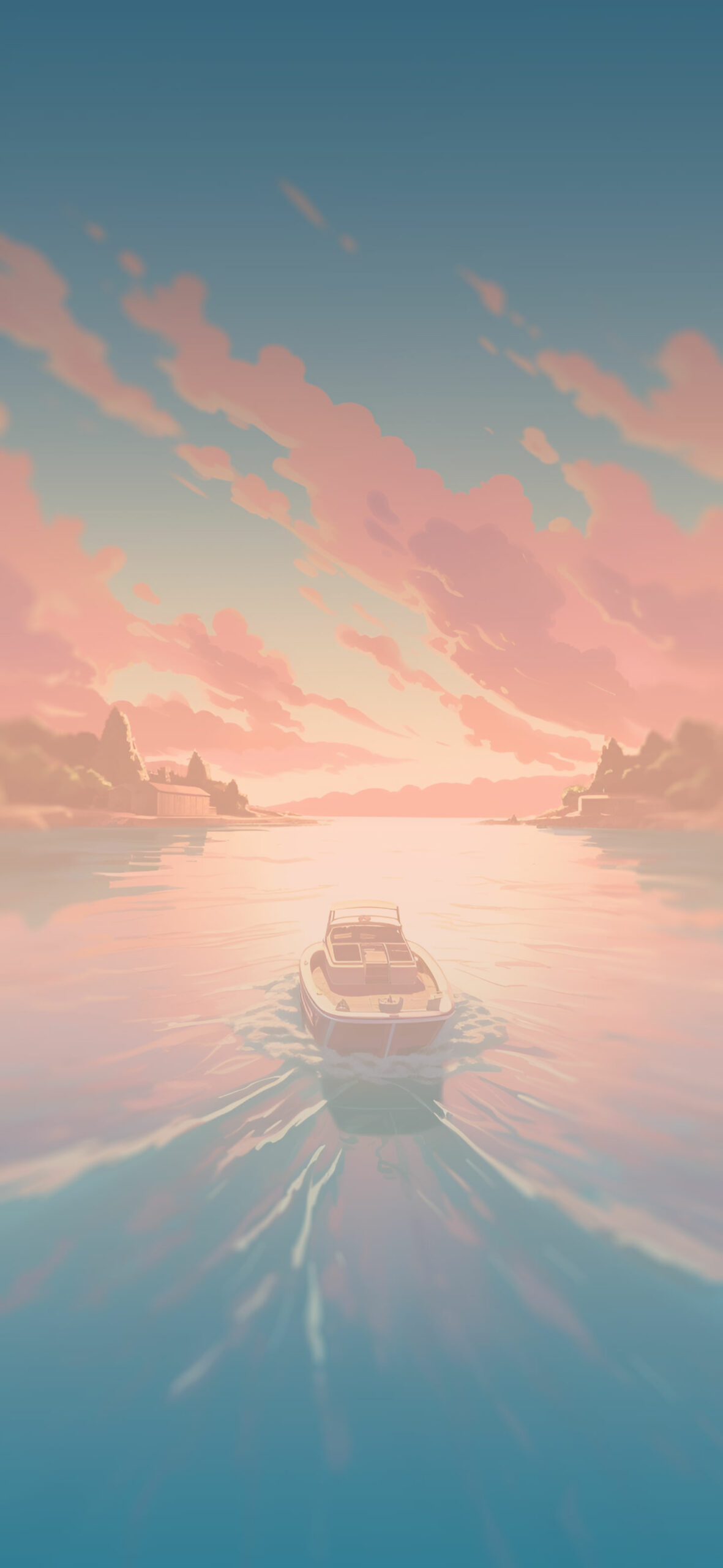 Boat in the River and Clouds Wallpaper Wallpaper iPhone