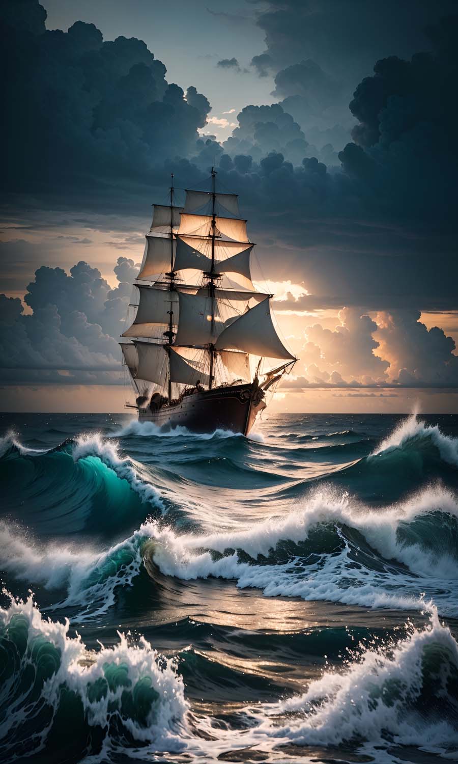 Ocean Ship iPhone Wallpaper 4K