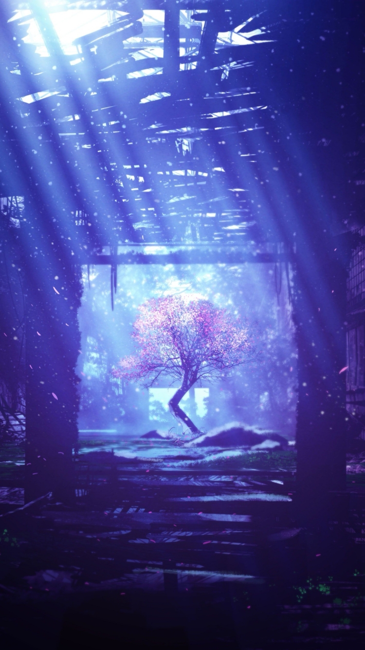 Anime Tree Phone Wallpaper