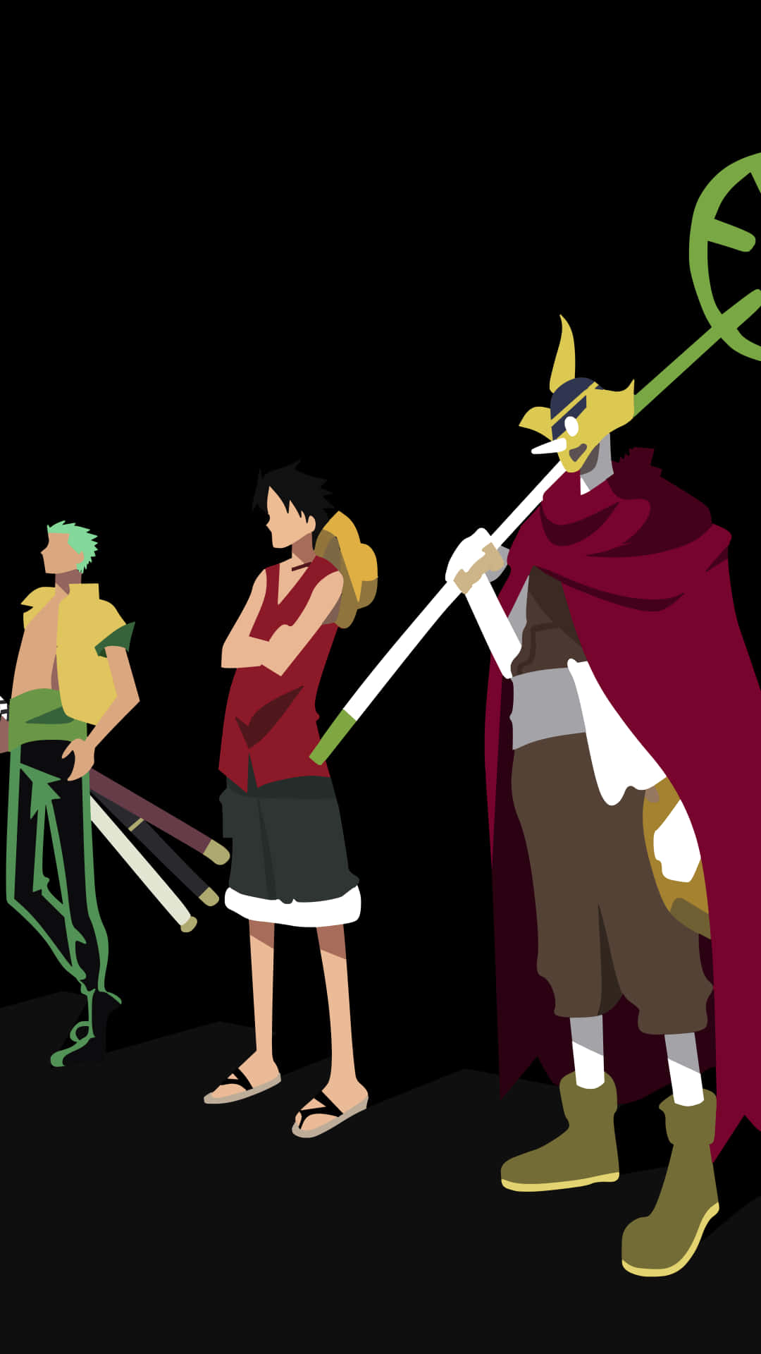 Download Minimalist One Piece Usopp, Luffy, And Zoro Wallpaper