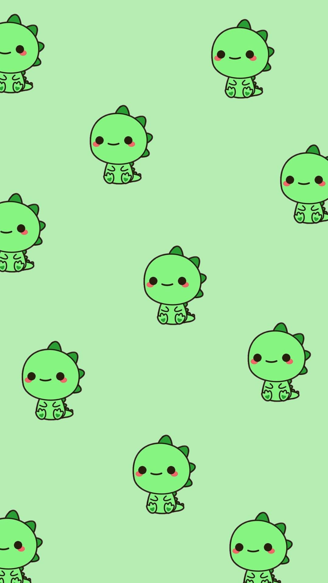 Download Light Green And Cute Dinosaur iPhone Wallpaper