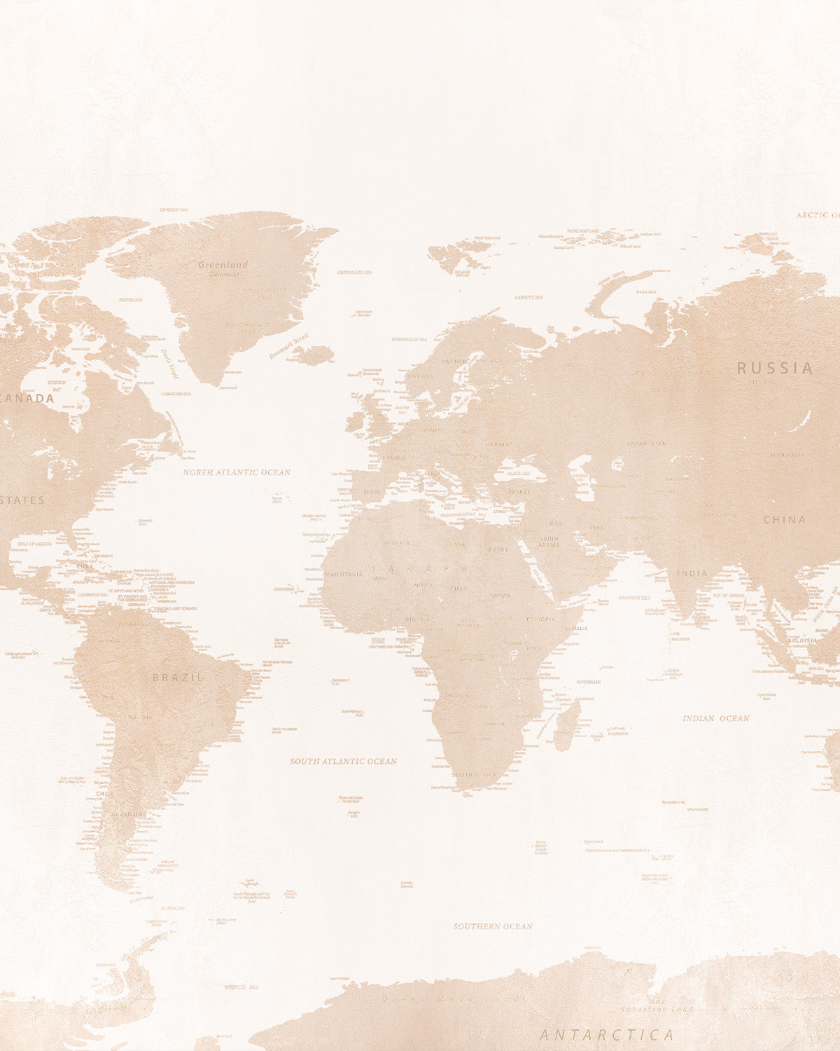 SHOP World Map Beige Map Removable Fabric Wallpaper Mural Online