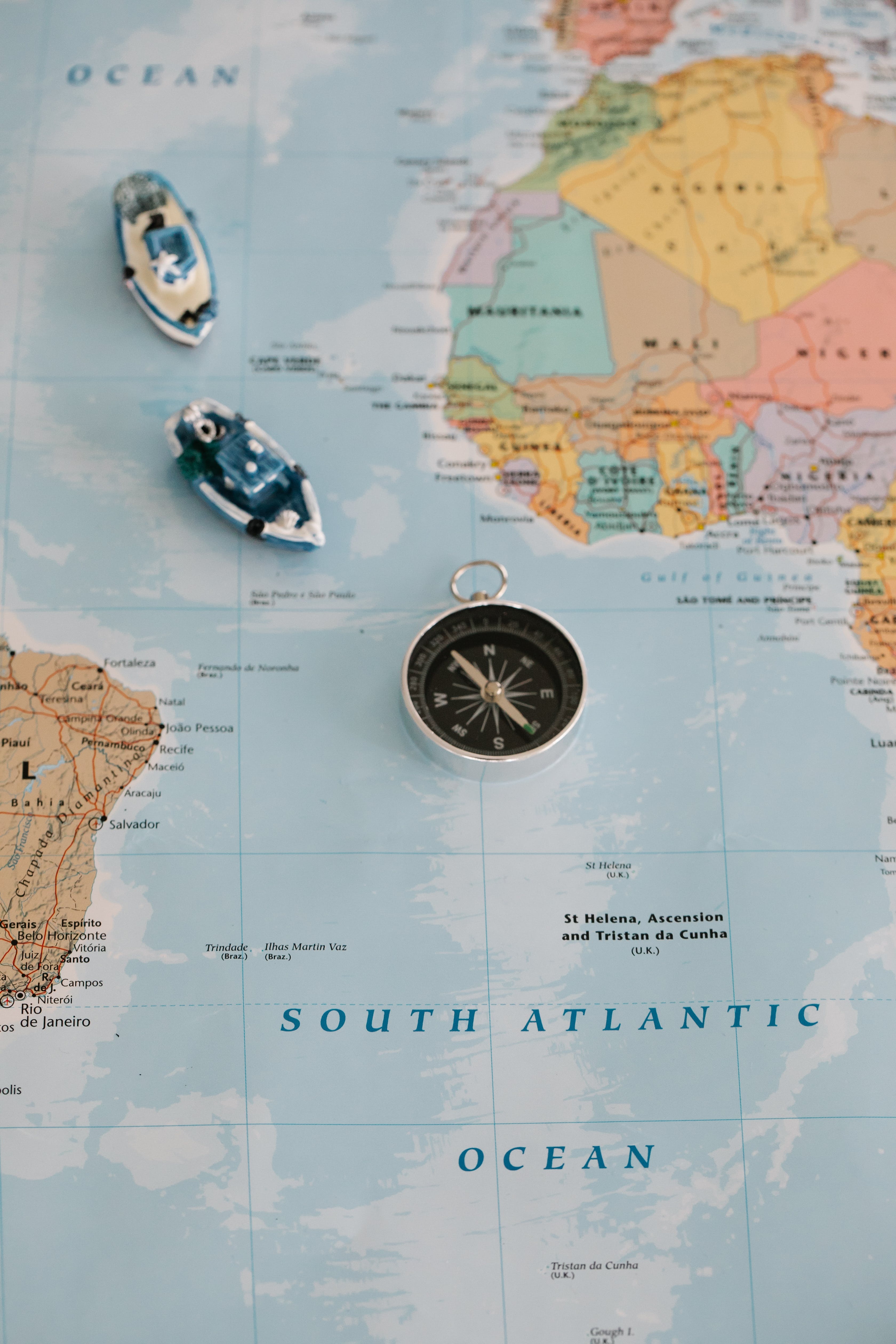 Compass Placed on a World Map · Free