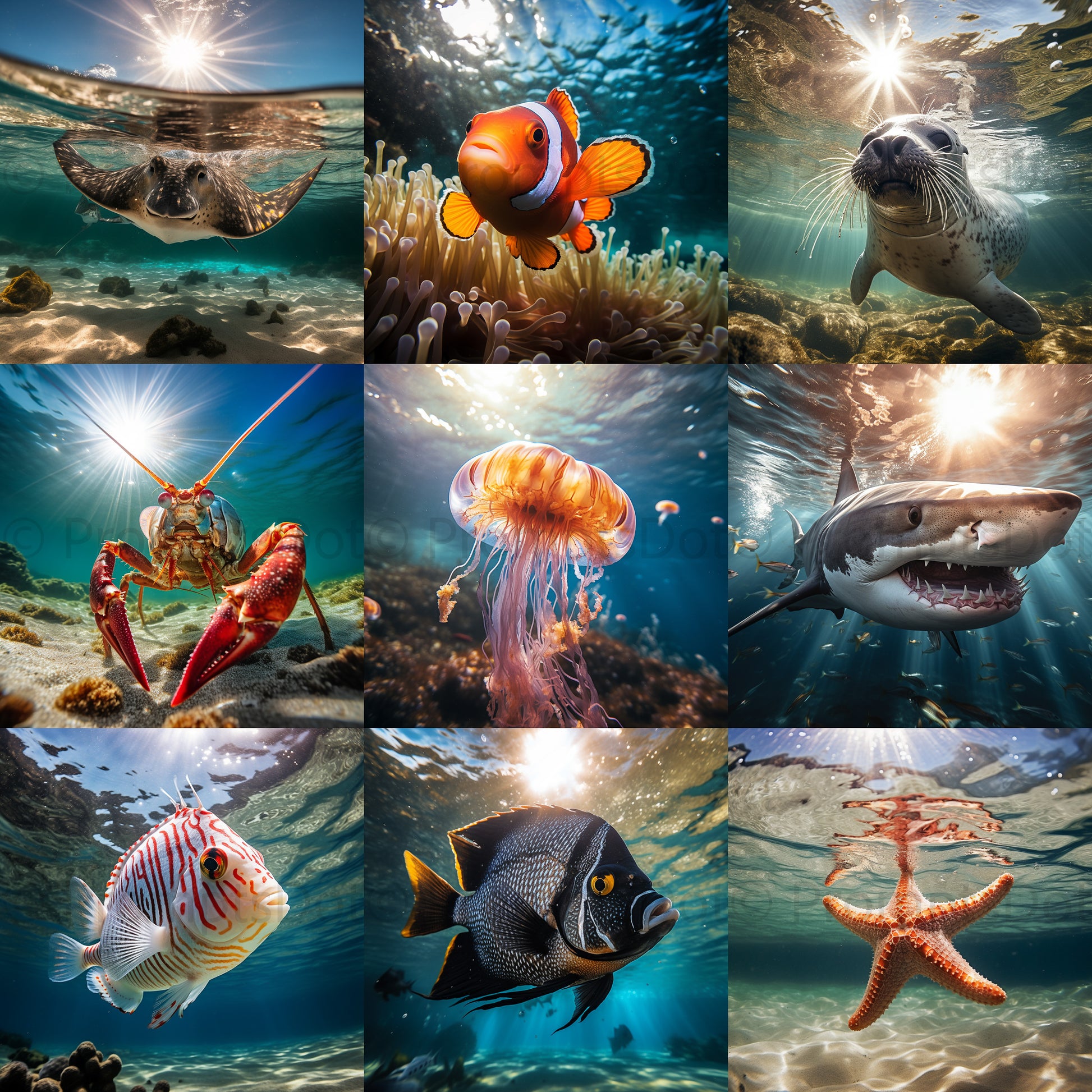 Underwater Photo Sea Animals Wallpaper Digital Art and Midjourney Pr