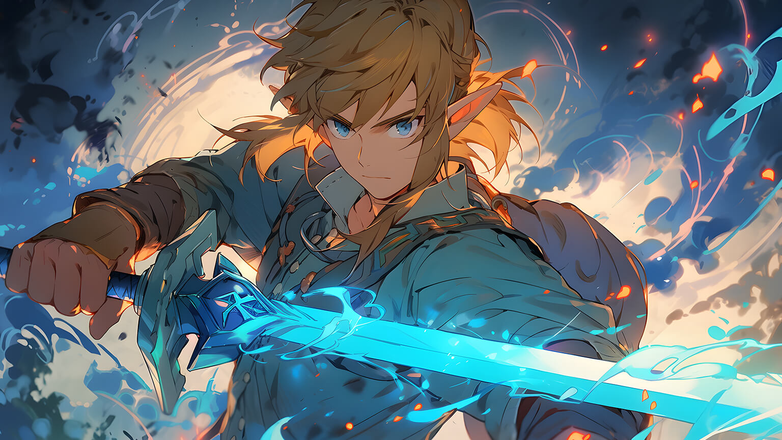 Zelda Link with Sword Art Desktop Wallpaper in HD & 4K