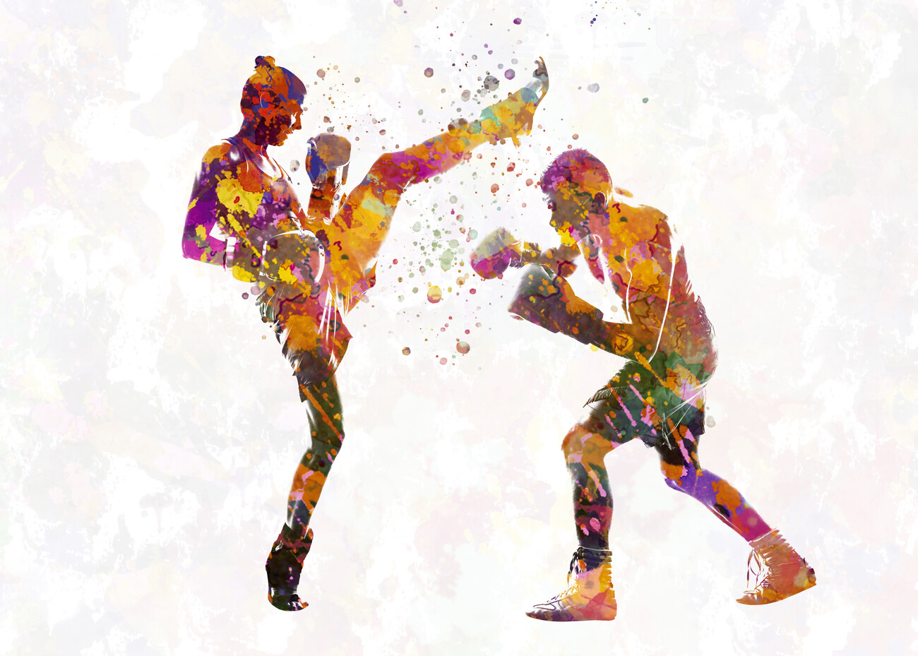 watercolor boxing match Wall Mural