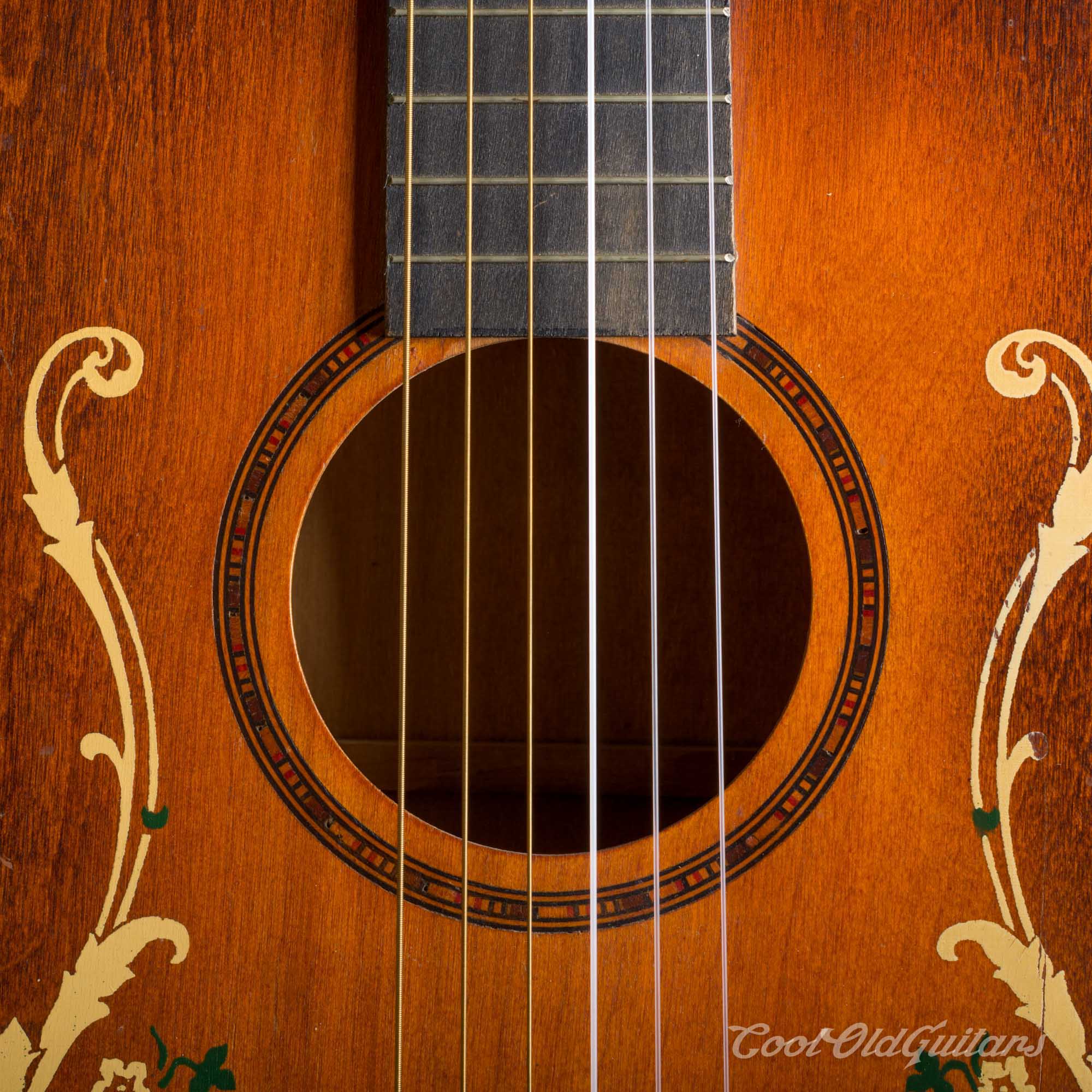 Vintage 1930s Regal Acoustic Guitar Vintage Art Deco Stencil Design