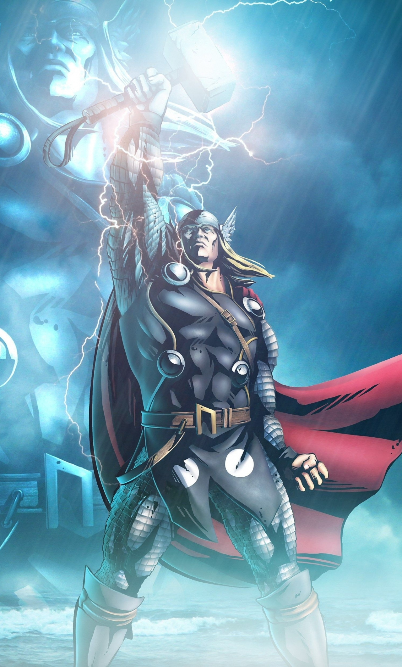 Download wallpaper 1280x2120 marvel, lightning god, thor, art, iphone 6 plus, 1280x2120 HD background, 16858