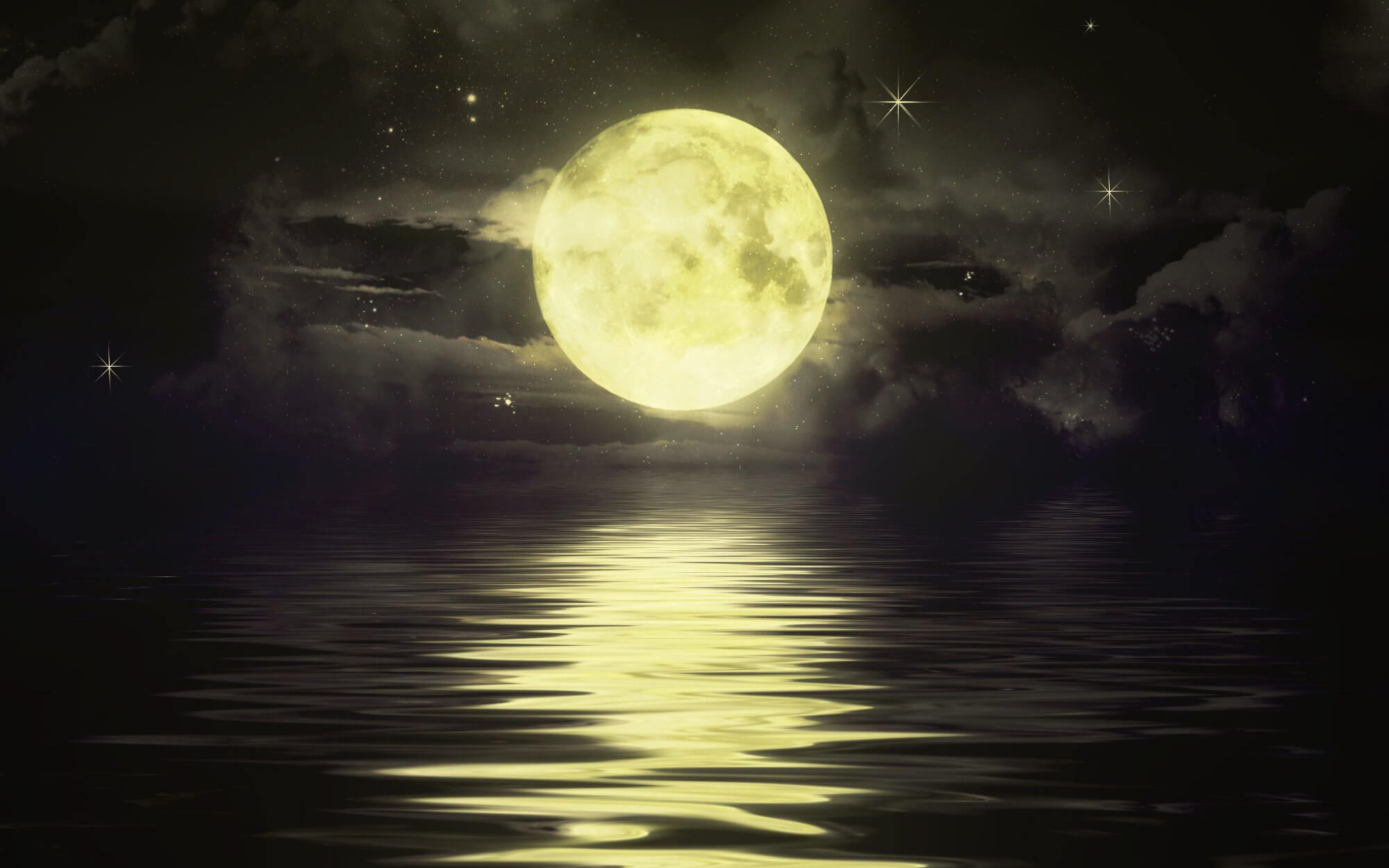 Full Moon Over Ocean HD Wallpaper • GamePhD