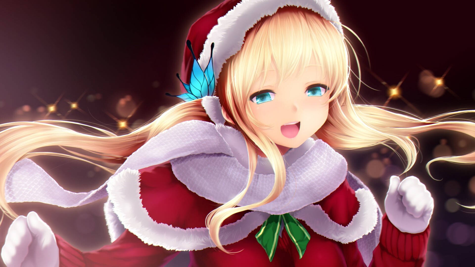 Download Blonde Girl Anime Christmas Digital Art Wallpapers