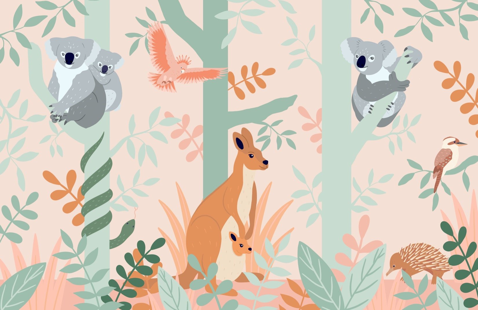 Koala & Kangaroo Jungle Kids Wall Mural