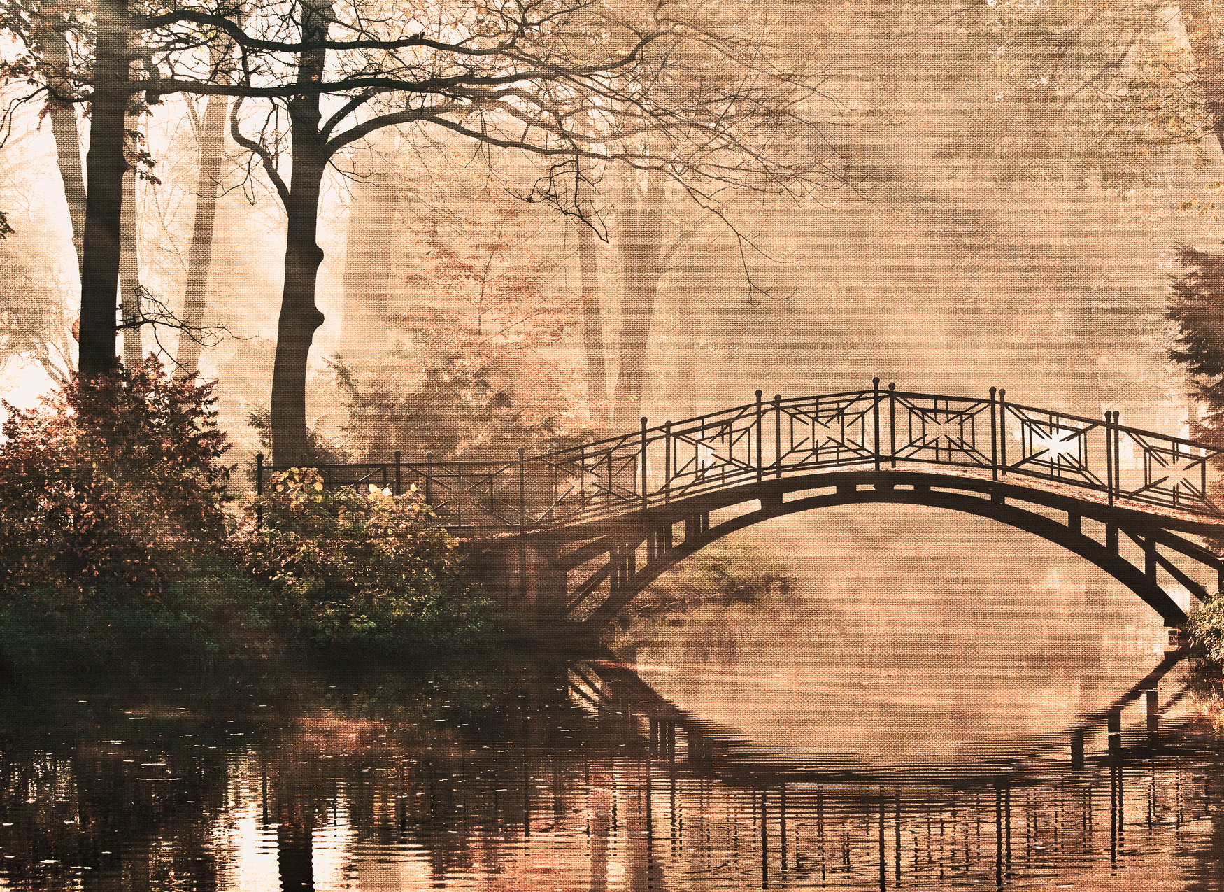 Leafy Forest Wallpaper & Bridge. DD118625. A.S