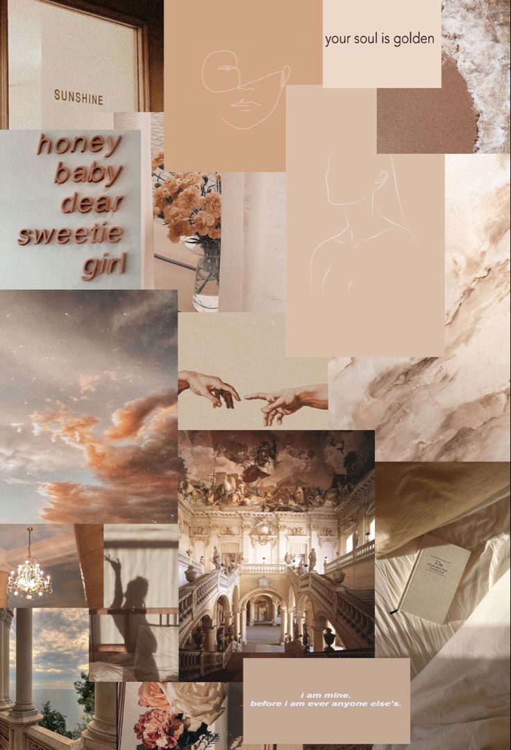 Neutral Aeshtetic Wall Collage. Collage background, Aesthetic iphone wallpaper, Aesthetic pastel wallpaper