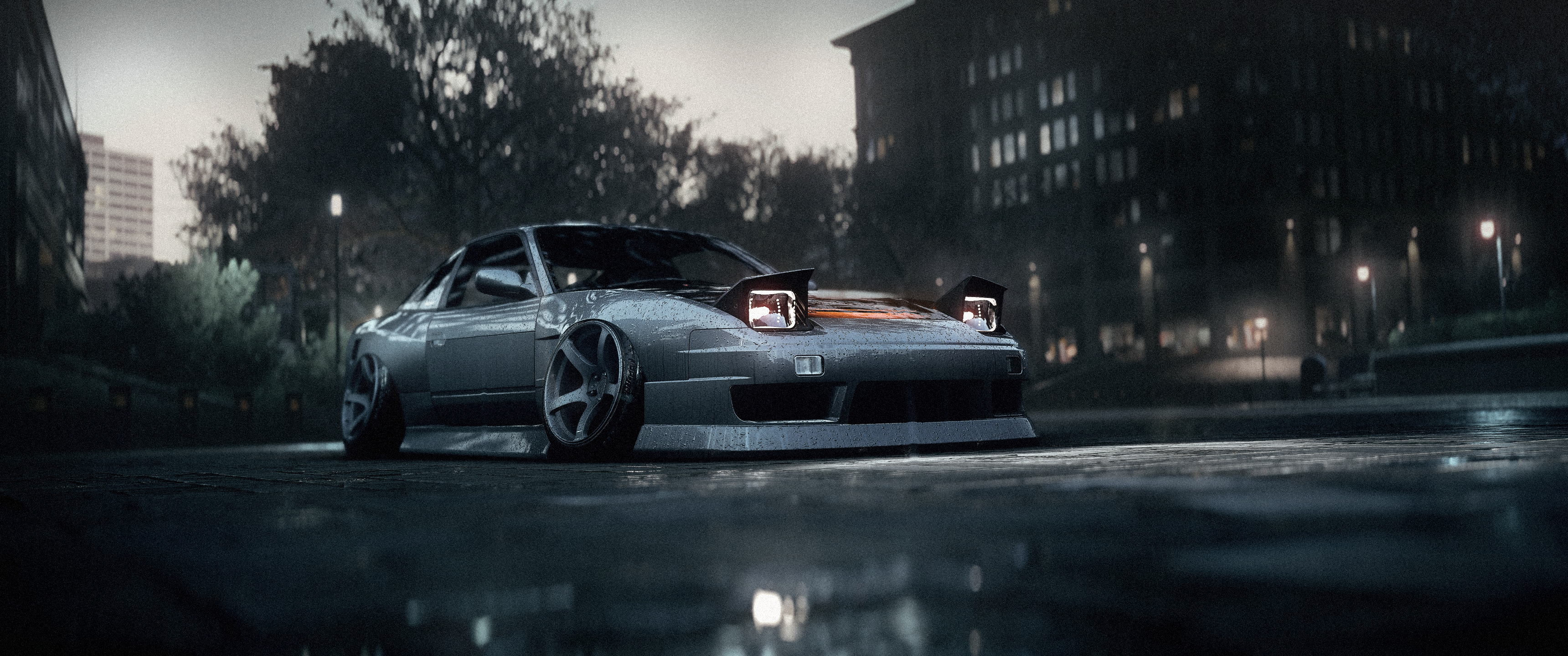 CROWNED Video Games Video Game Art Screen Shot Car Vehicle Stanced Nissan Nissan 240SX Need For Spee Wallpaper:3440x1440