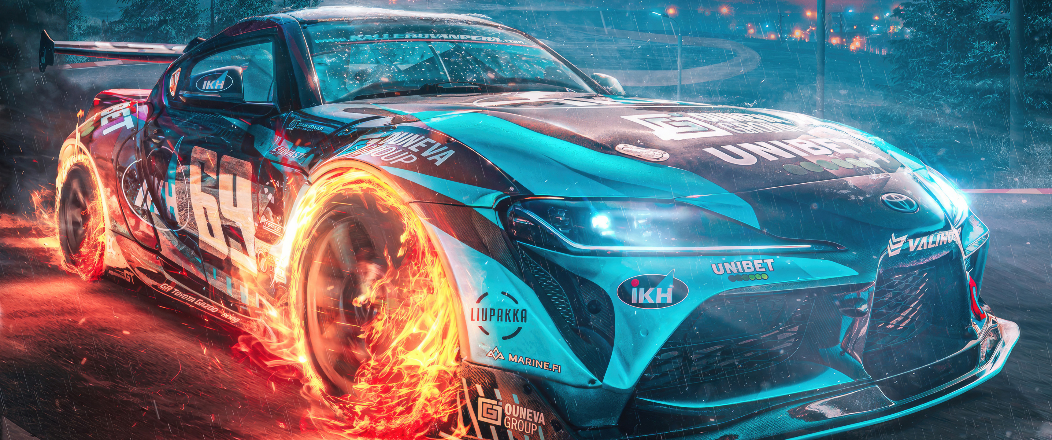 Sci Fi Car With Fiery Wheels 3440x1440 Resolution HD 4k Wallpaper, Image, Background, Photo and Picture