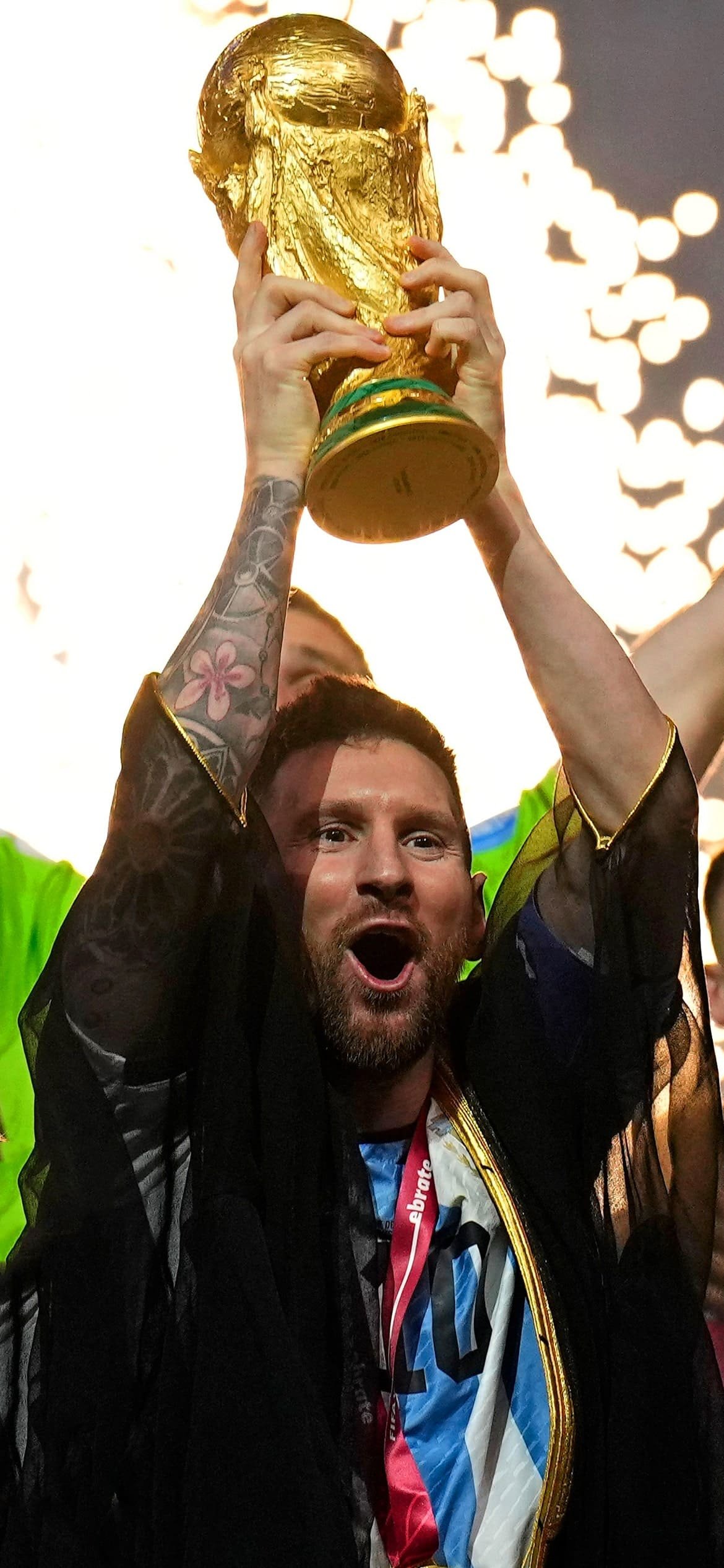 Messi lifting world cup Wallpaper Download