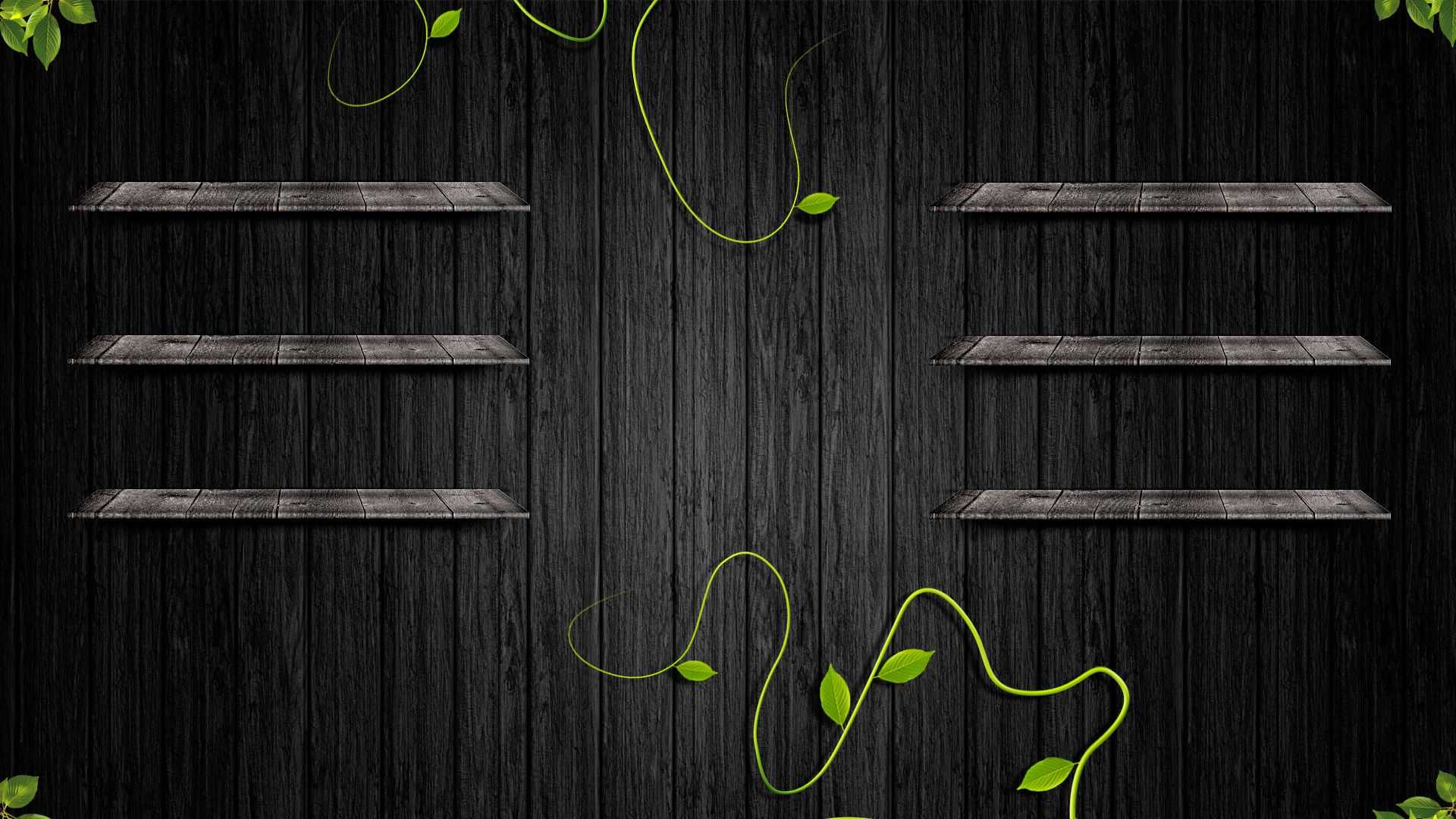 Ivy Black Wallpaper With Shelves