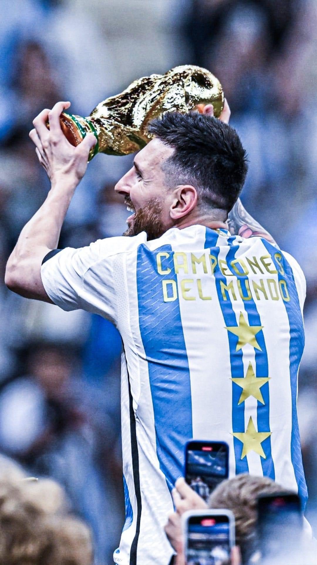 Lionel Messi Lifting Fifa World Cup Wallpaper Download