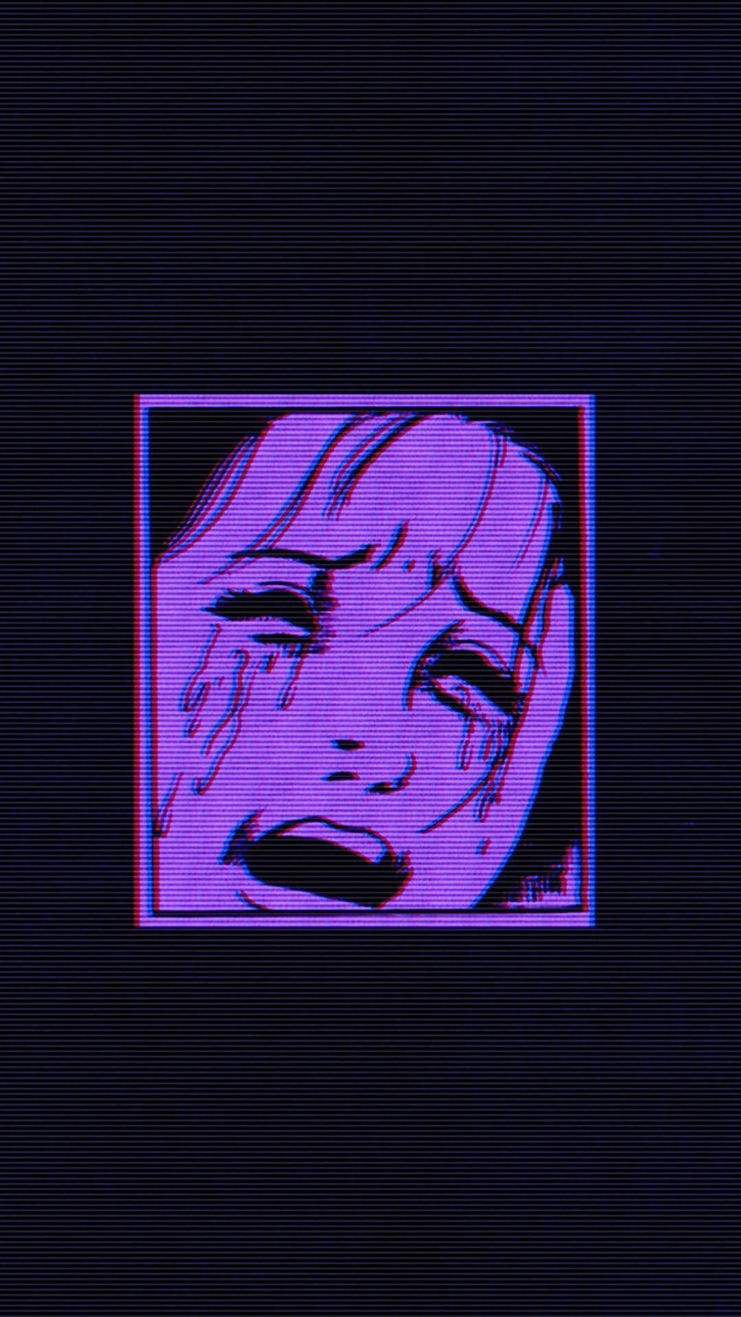 Download Crying Anime Black And Purple Phone Wallpaper