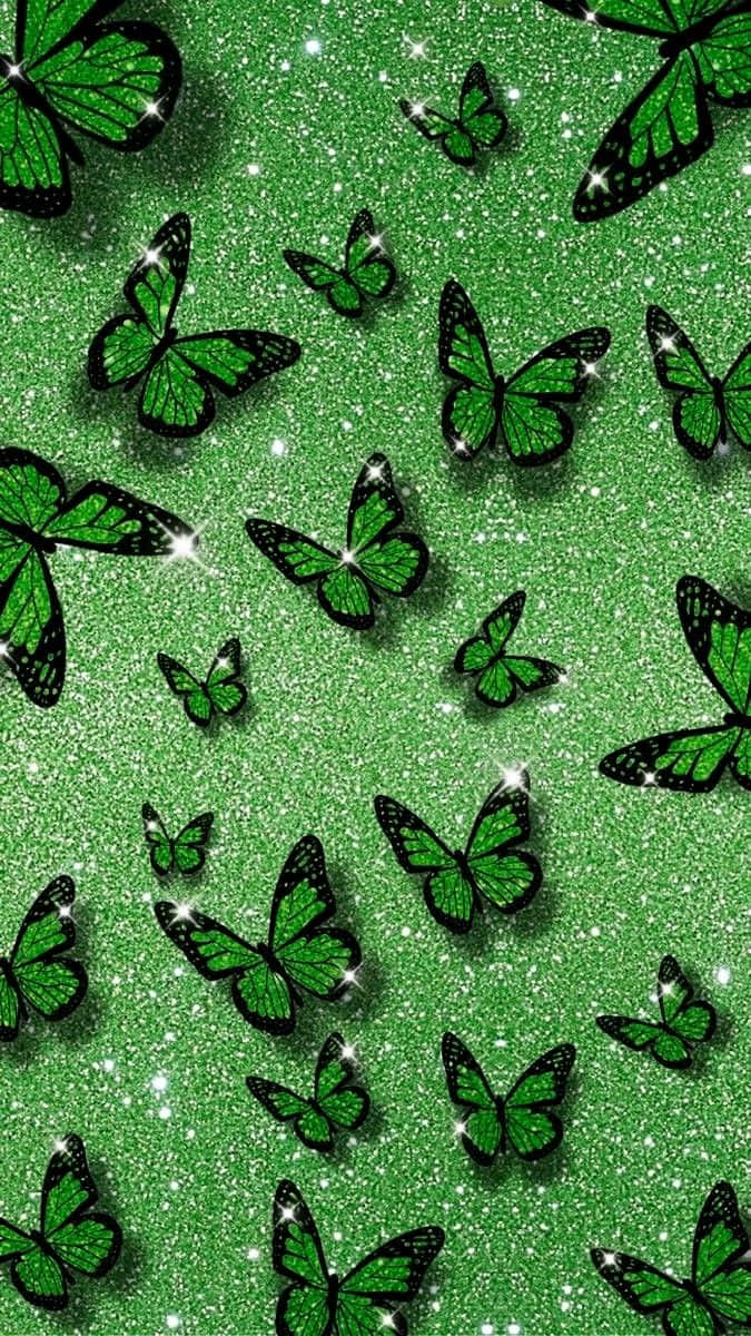 Download Green Butterfly iPhone White Sparkles Wallpaper