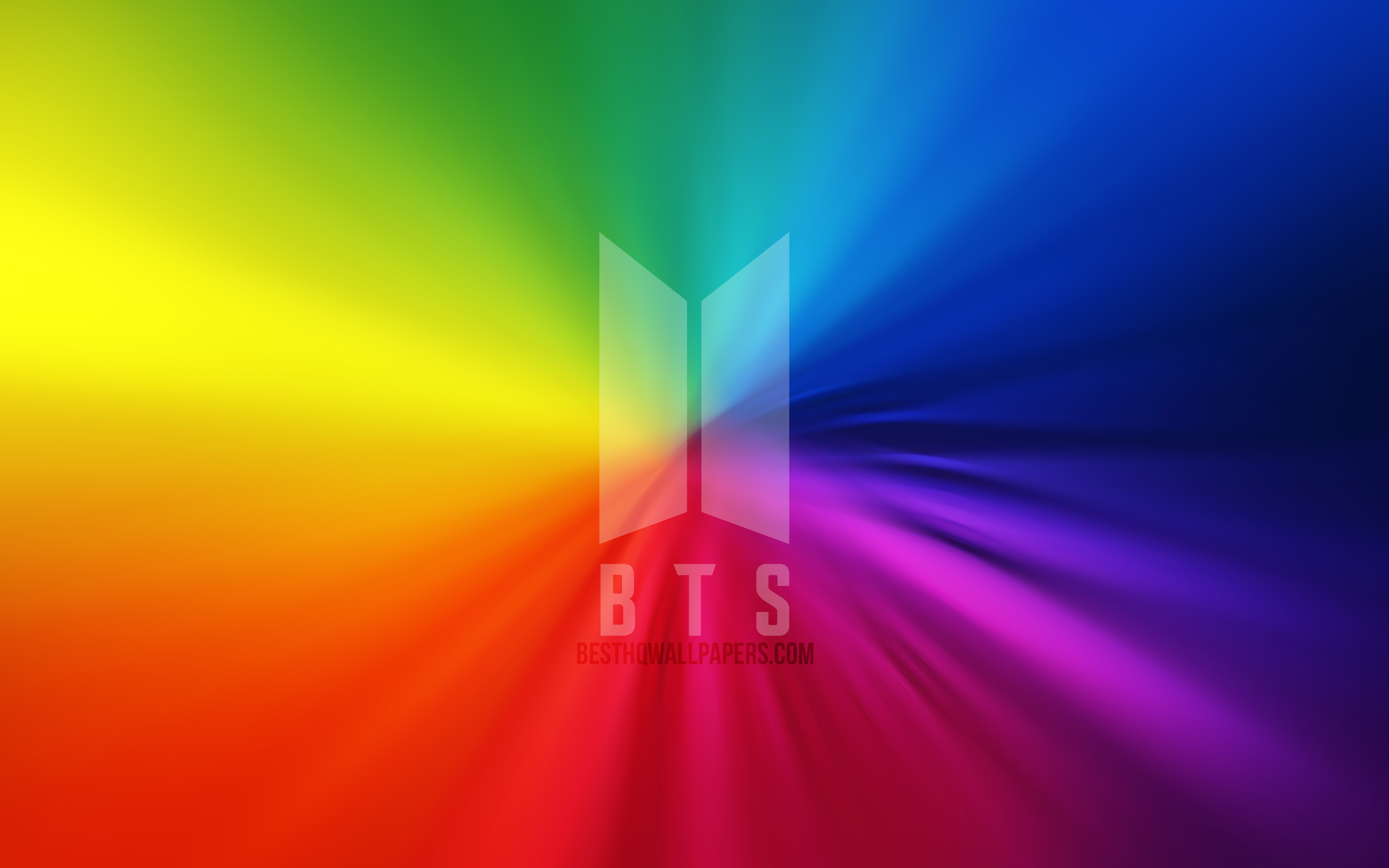 Download wallpaper BTS logo, 4k, vortex, Bangtan Boys logo, rainbow background, creative, artwork, Bangtan Boys, BTS for desktop with resolution 3840x2400. High Quality HD picture wallpaper