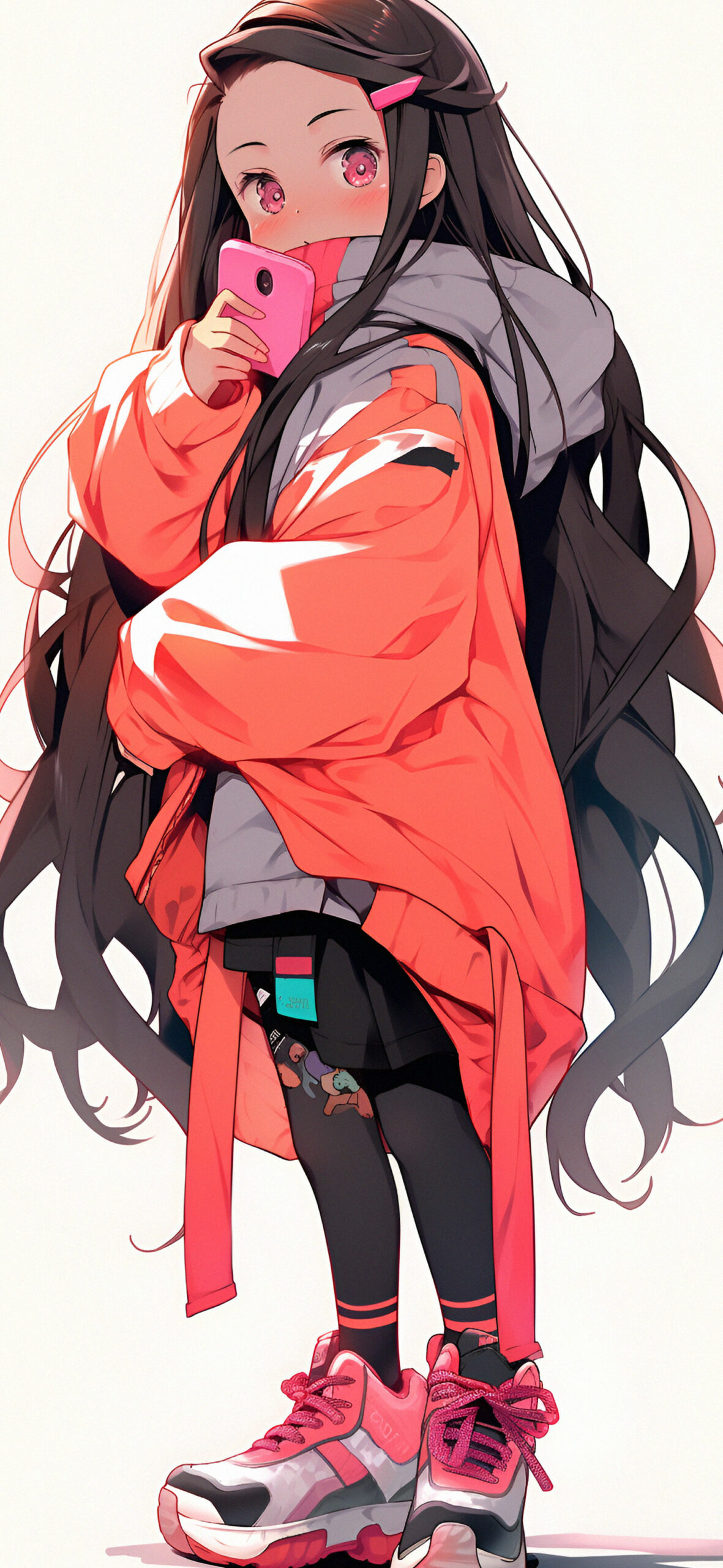 Hypebeast Nezuko with Phone Wallpaper Wallpaper 4k