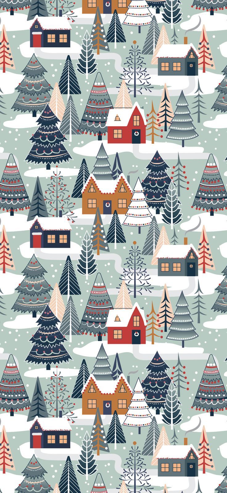 Holiday Village in Winter by meghanmarie. Redbubble. Christmas phone wallpaper, Winter wallpaper, iPhone wallpaper pattern