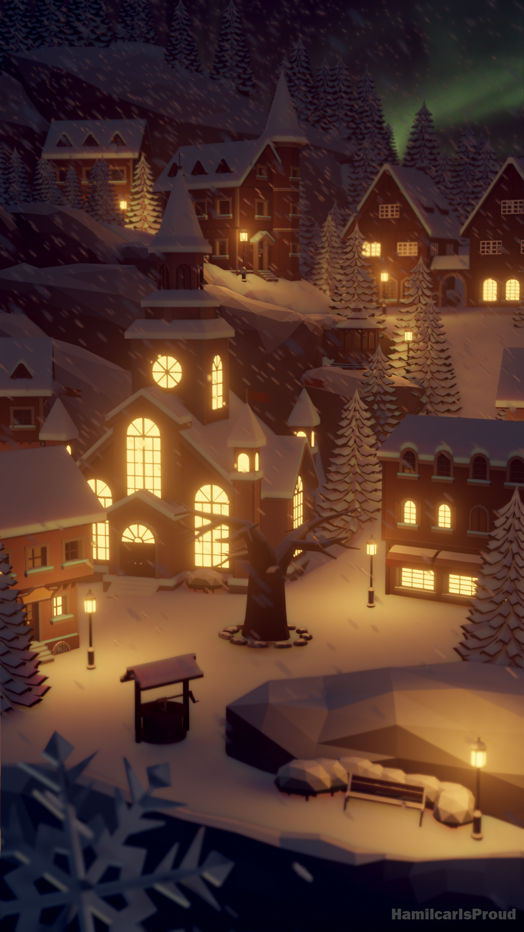Low Poly Winter Village