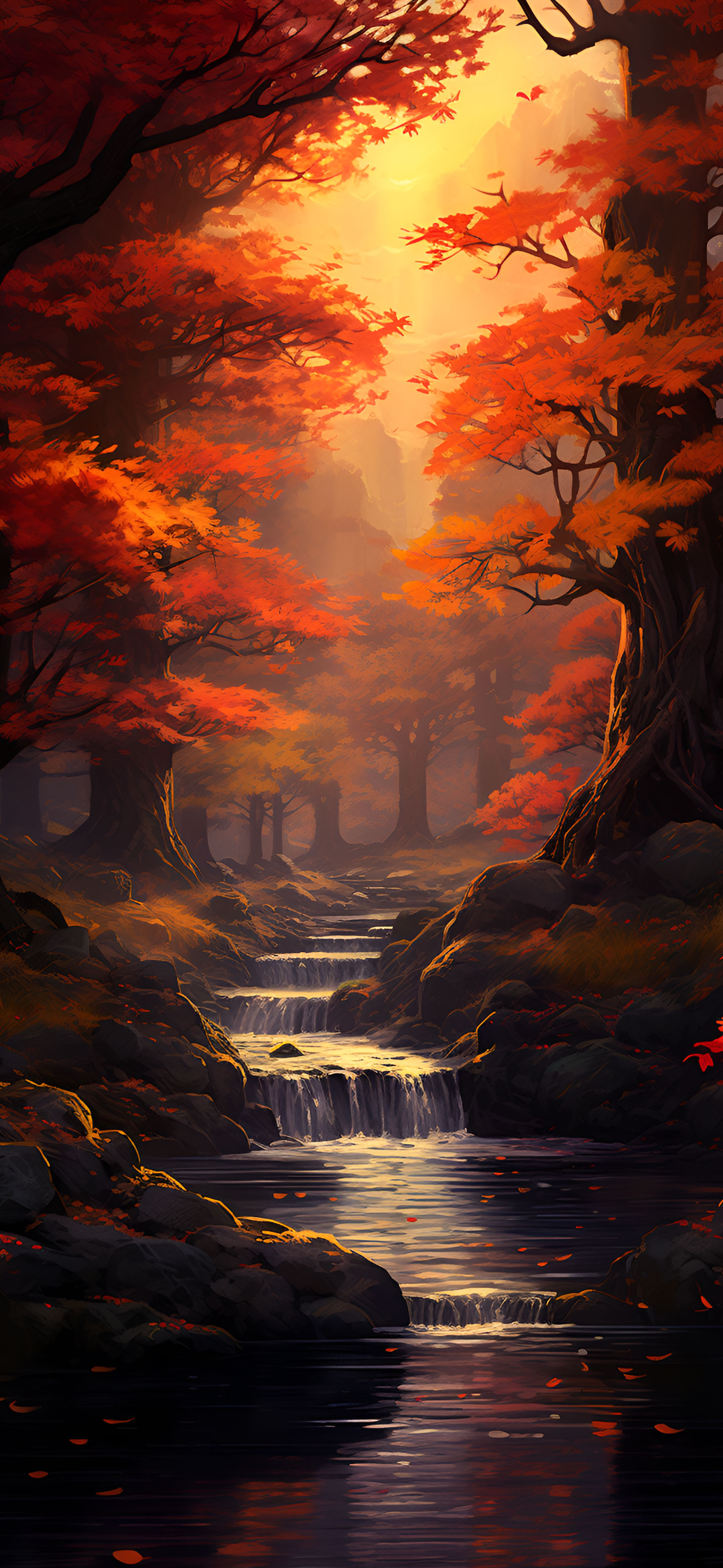 Red Autumn Forest Wallpaper