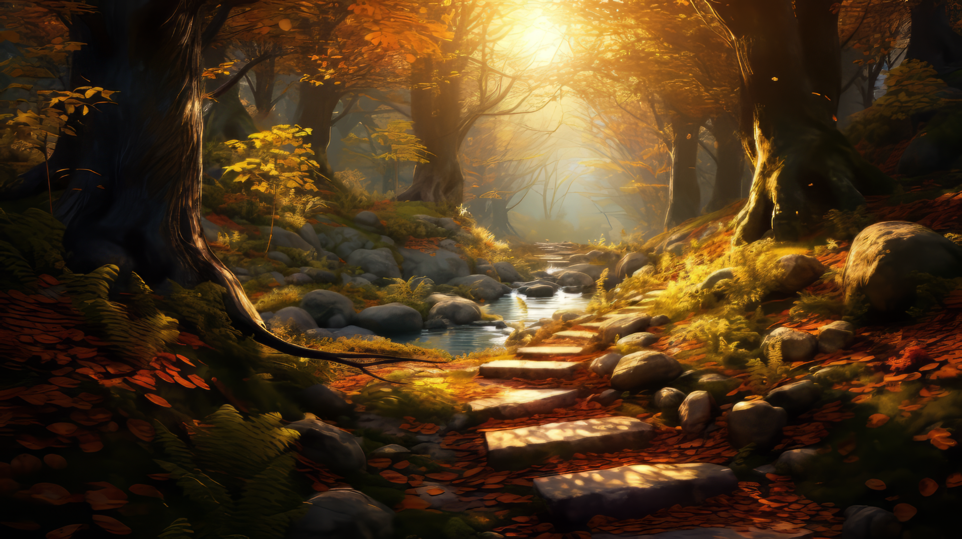 Enchanting Autumn Forest Sunbeam HD