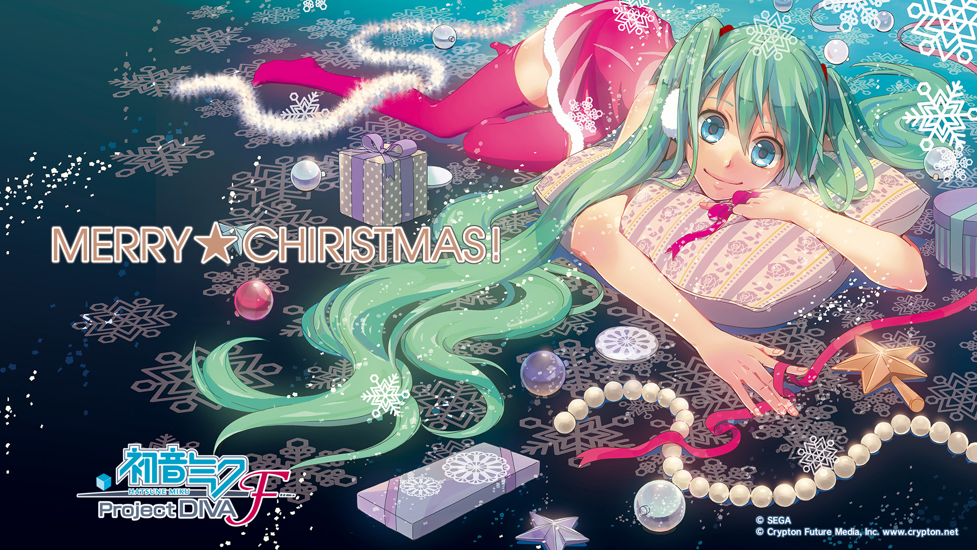 Christmas hatsune miku jpeg artifacts project diva vocaloid wallpaperx1080