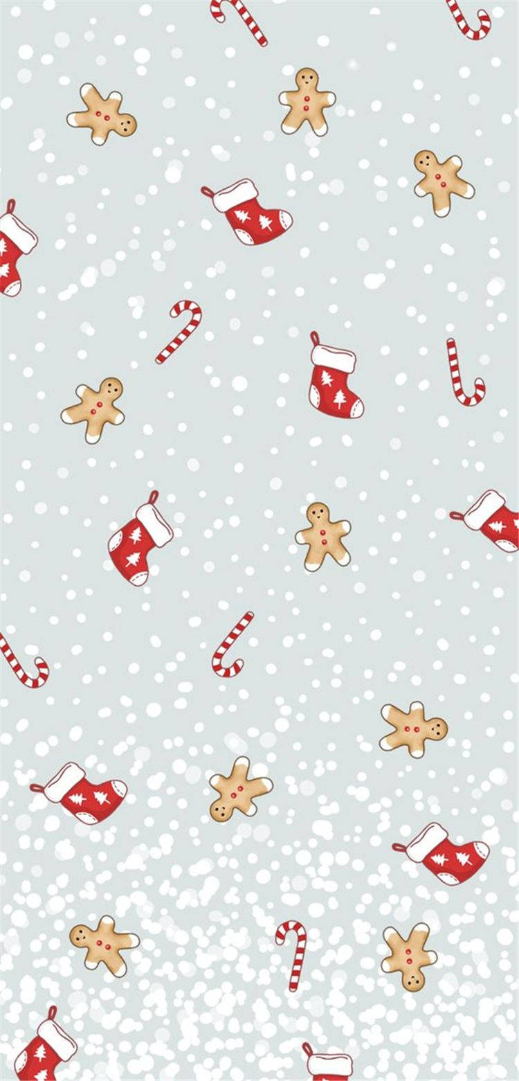 Download Simple Christmas Cute Socks And Gingerbread Wallpaper