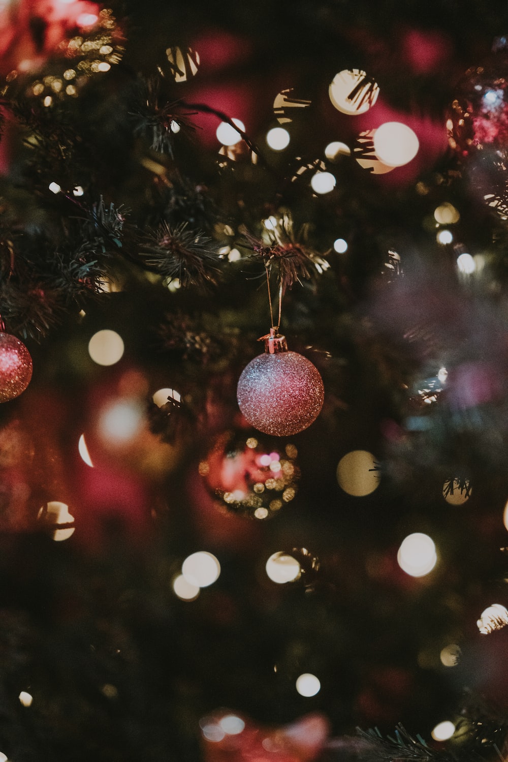 Red Christmas baubles photo